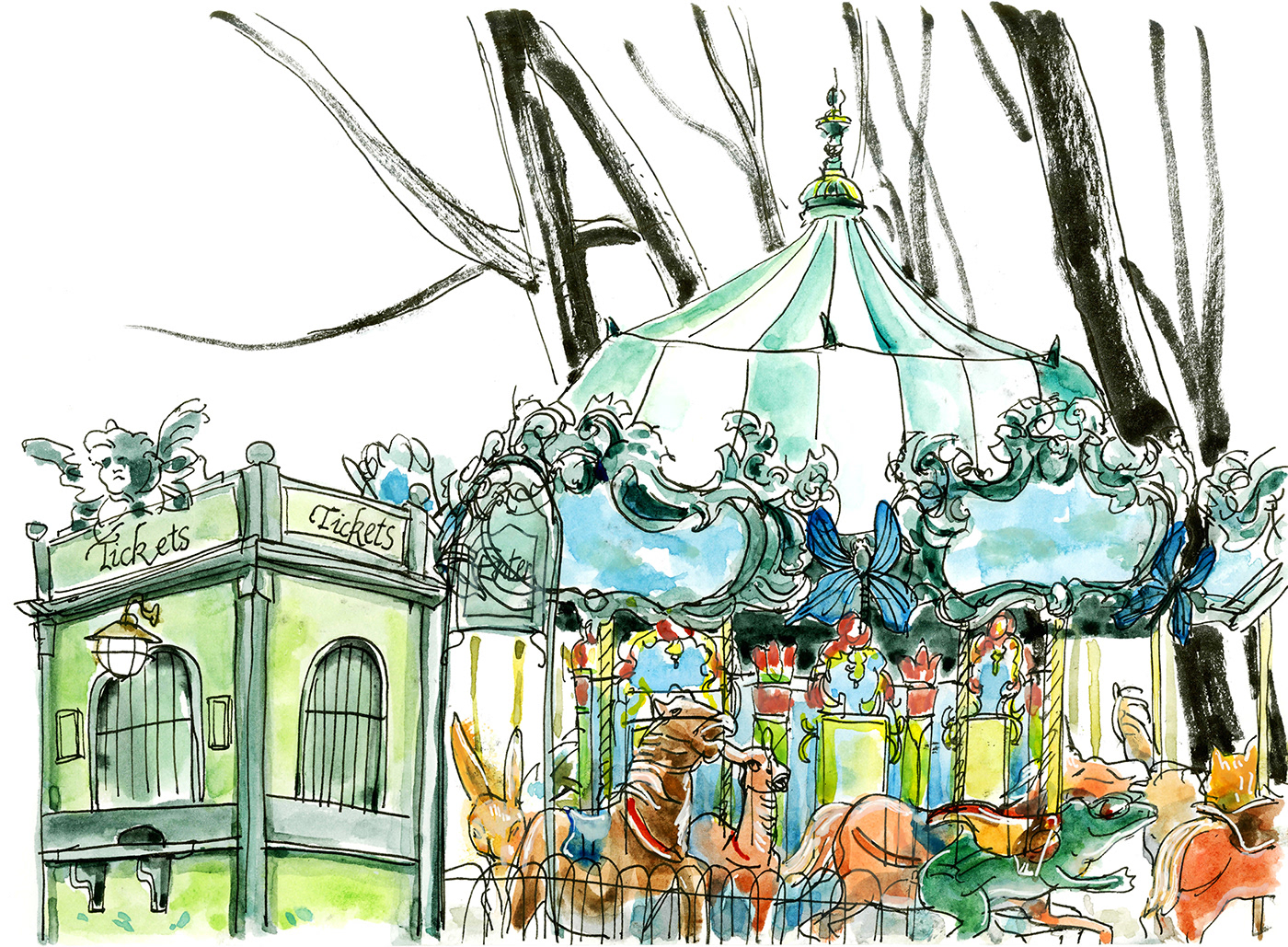 carousel New York Drawing 