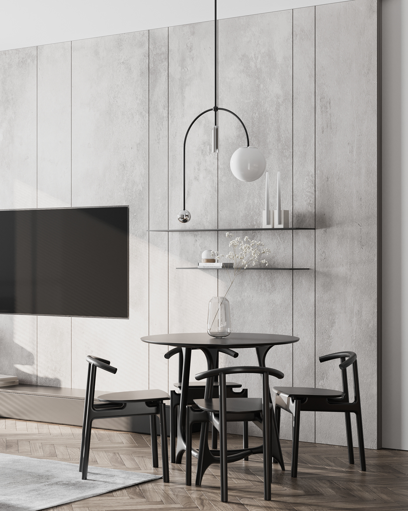 appartment Interior interior design  kitchen living room minimal Minimalism modern Render visualization