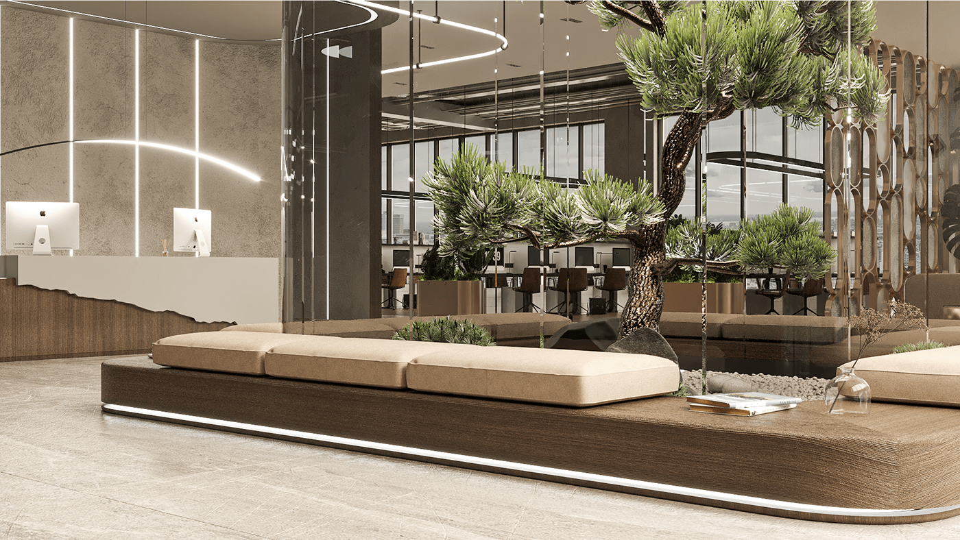 interior visualization of an office space made for an IT company
