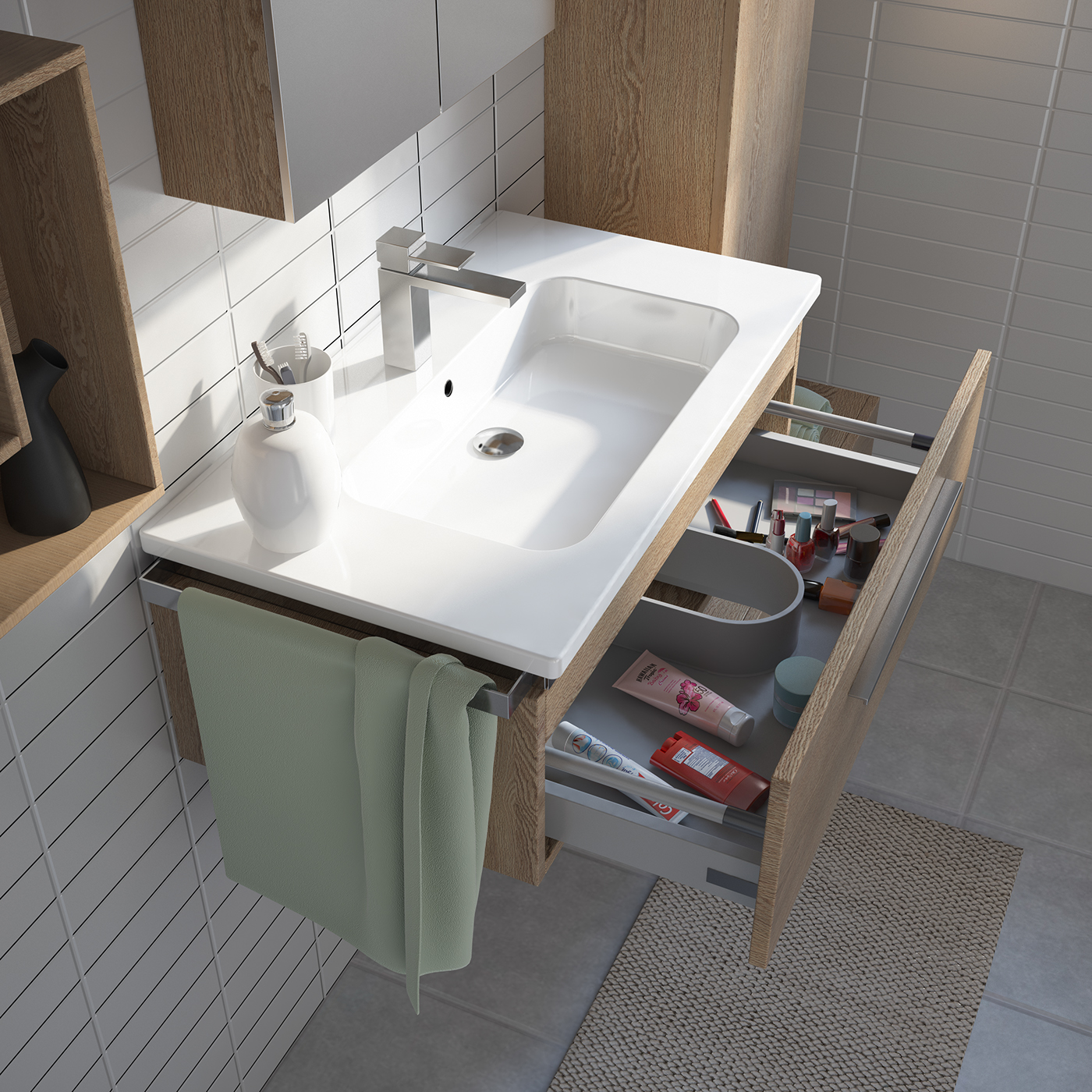 furniture design  interior design  wood bath bathroom architecture CGI photorealism Render c4d
