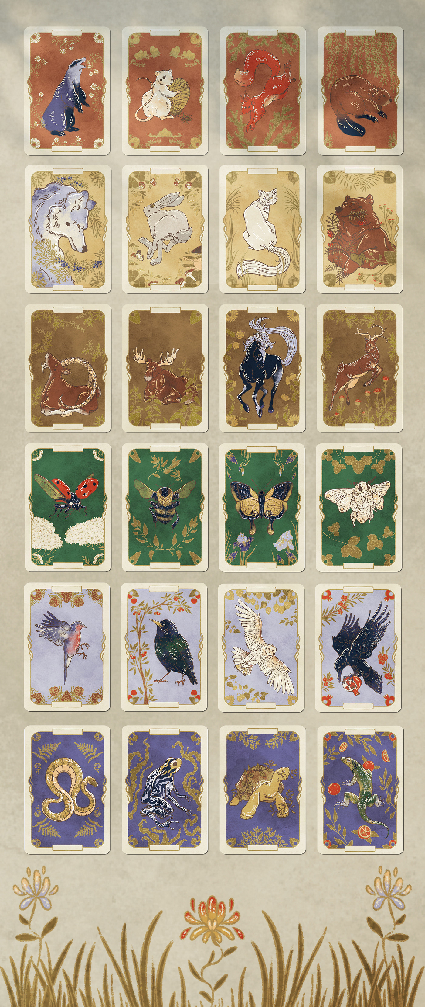 2D animals cards deck Digital Art  oracle