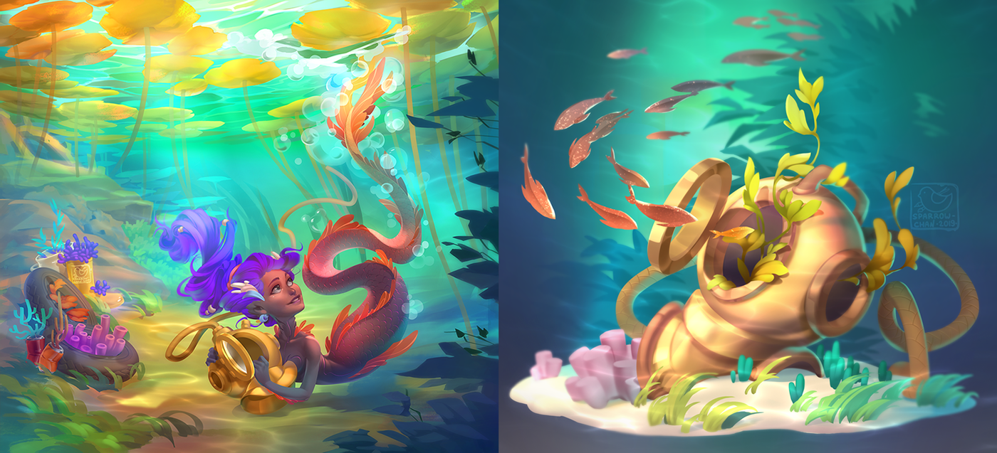 mermaid merfolk underwater sea Character design  ILLUSTRATION  fantasy CG gameart