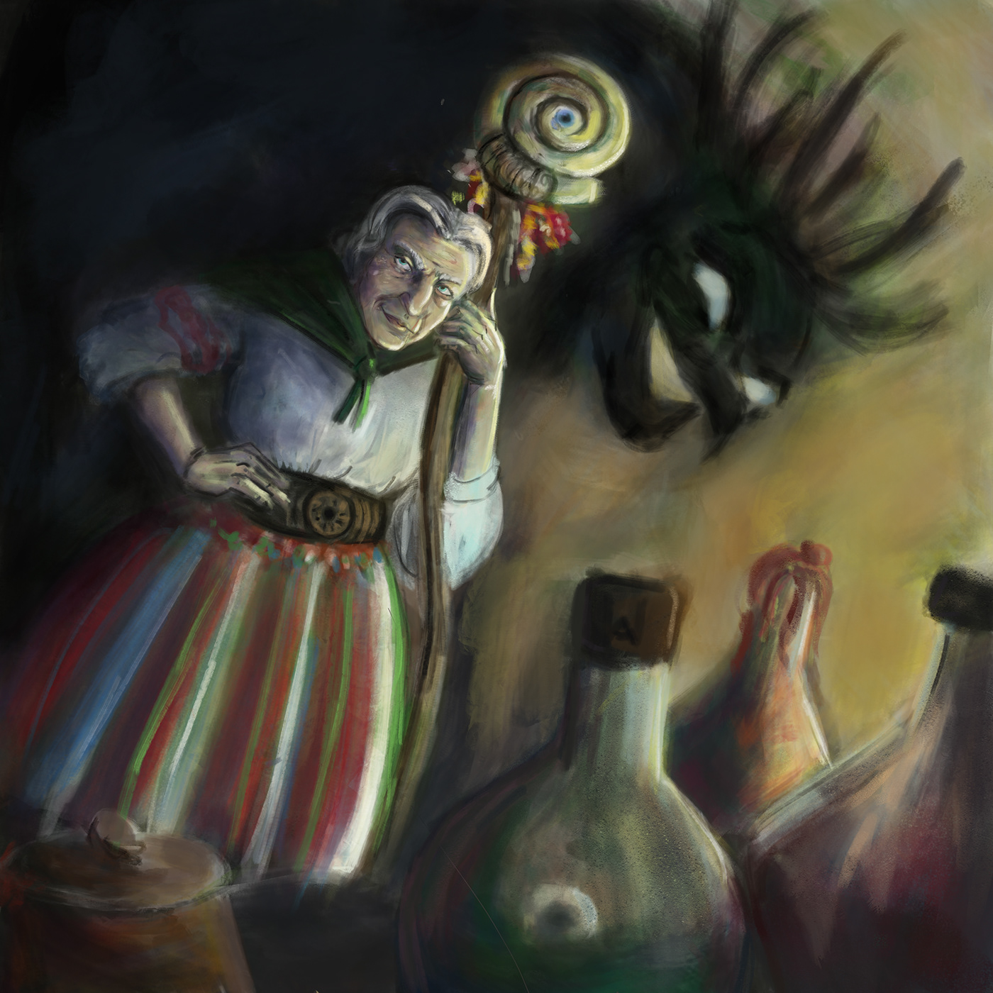 digital painting fantasy hag monster Slavic witch
