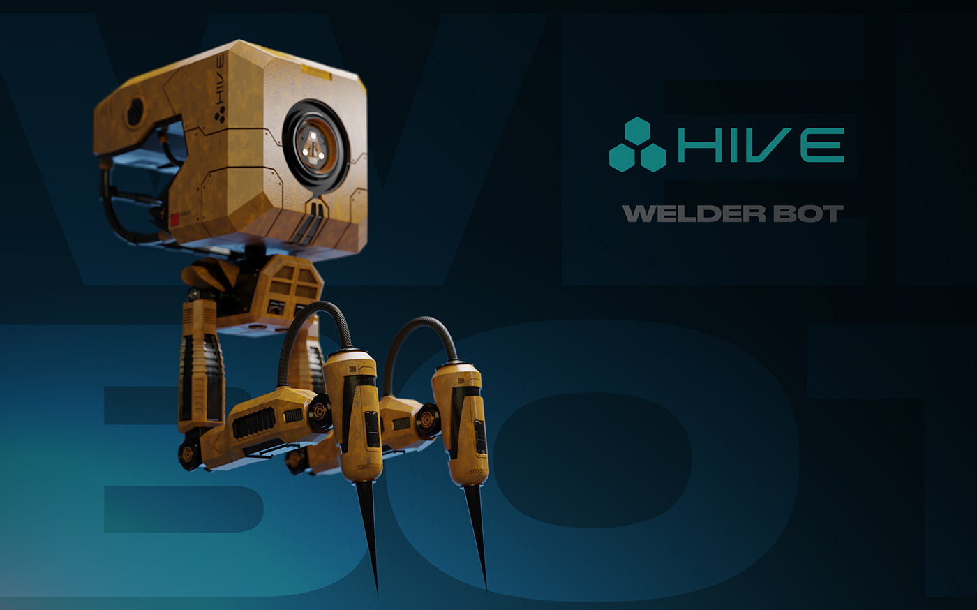 3D blender bot hard surface industrial design  modeling Scifi welder