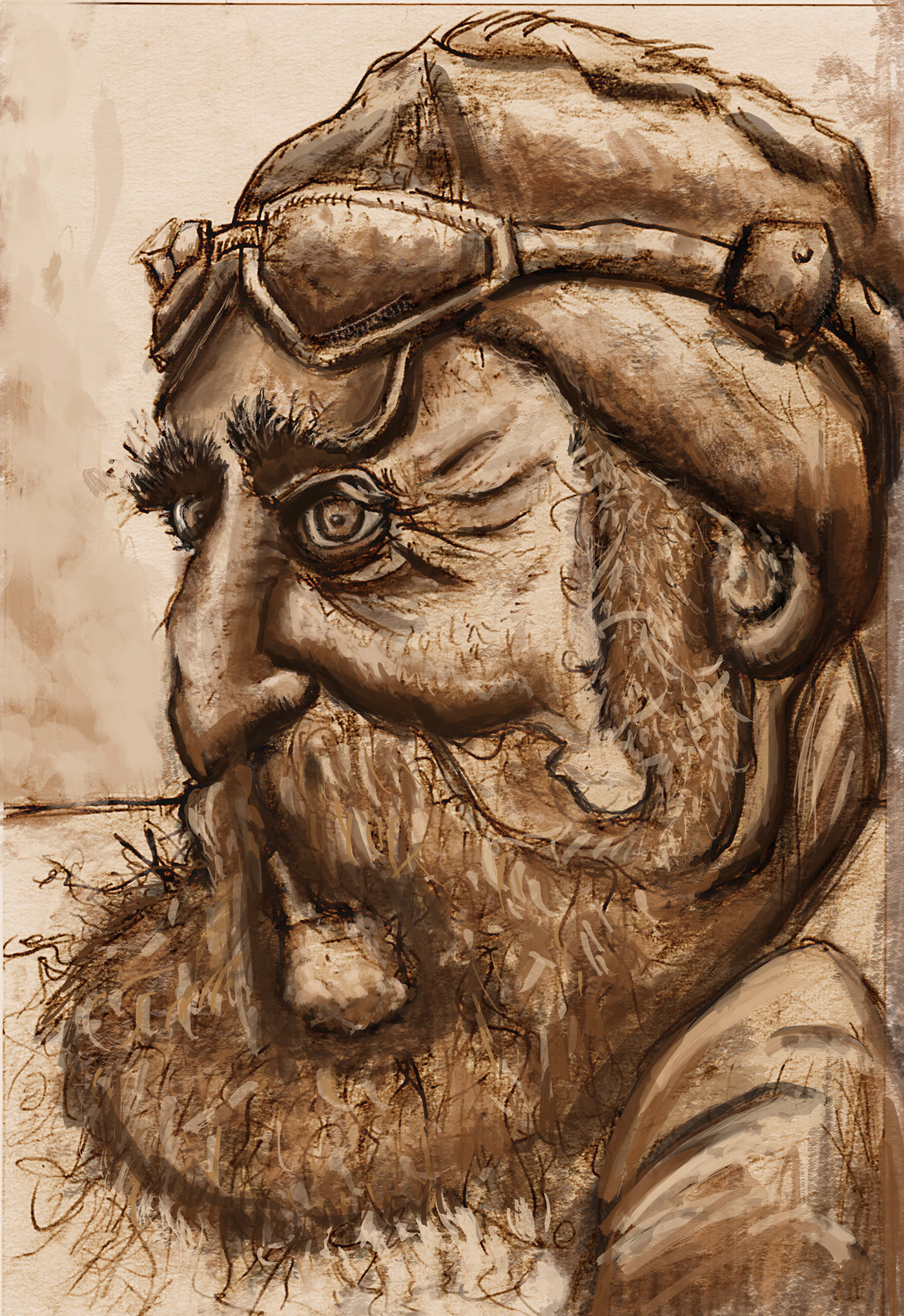 Pilot Character design ILLUSTRATION  beard adventure traveler discover wrinkly man