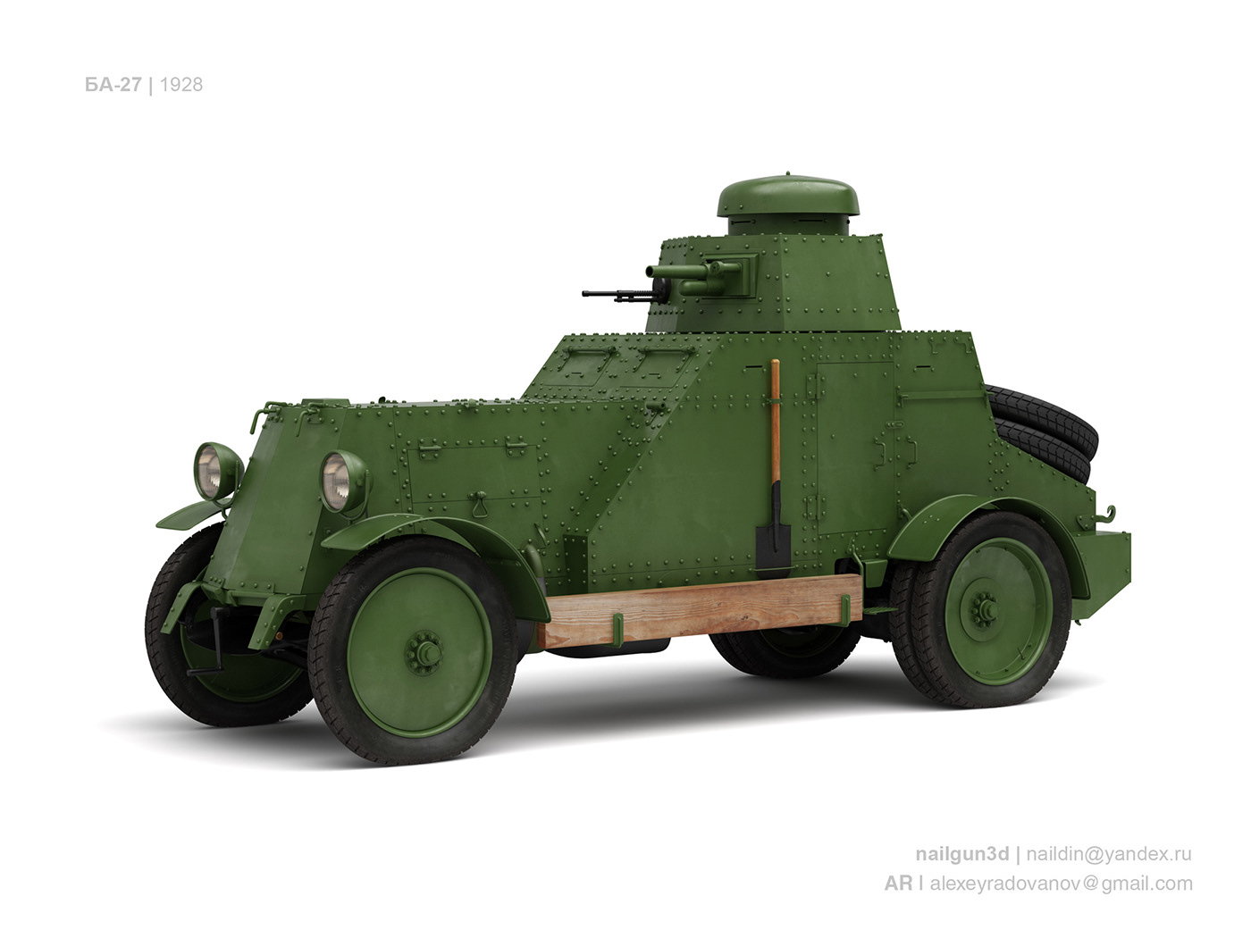 Soviet ba-27 Vehicle Armoured Car Gun Military old