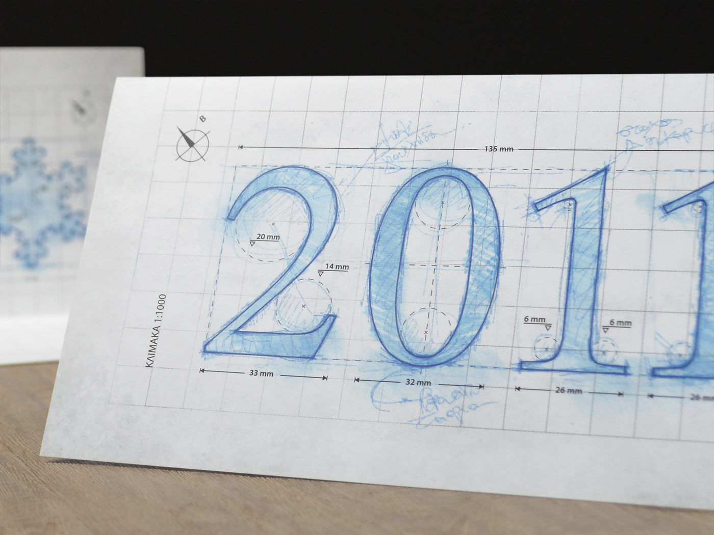 Lakon new year grid construction Blueprint sketch technical drawing greeting card graphic design  art direction 