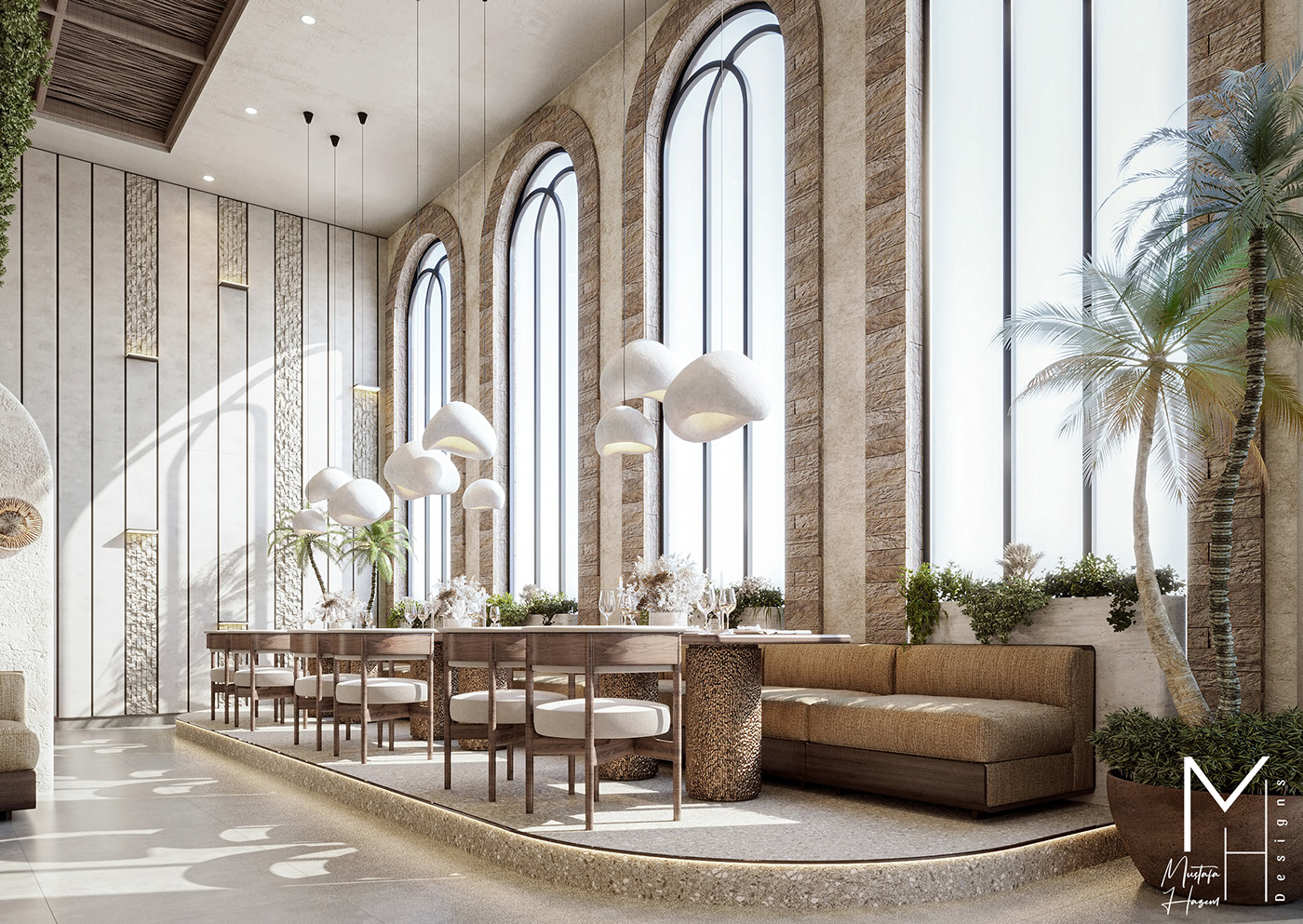Interior design interior design  modern cafe coffee shop Wabi Sabi visualization 3D simple