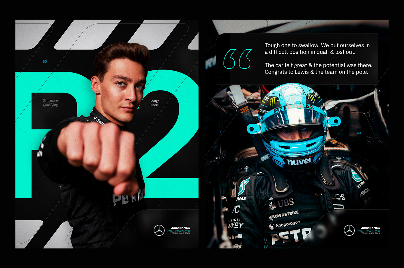 art direction  f1 Mercedes AMG lewis hamilton branding  Racing Motorsport george russell sports social media