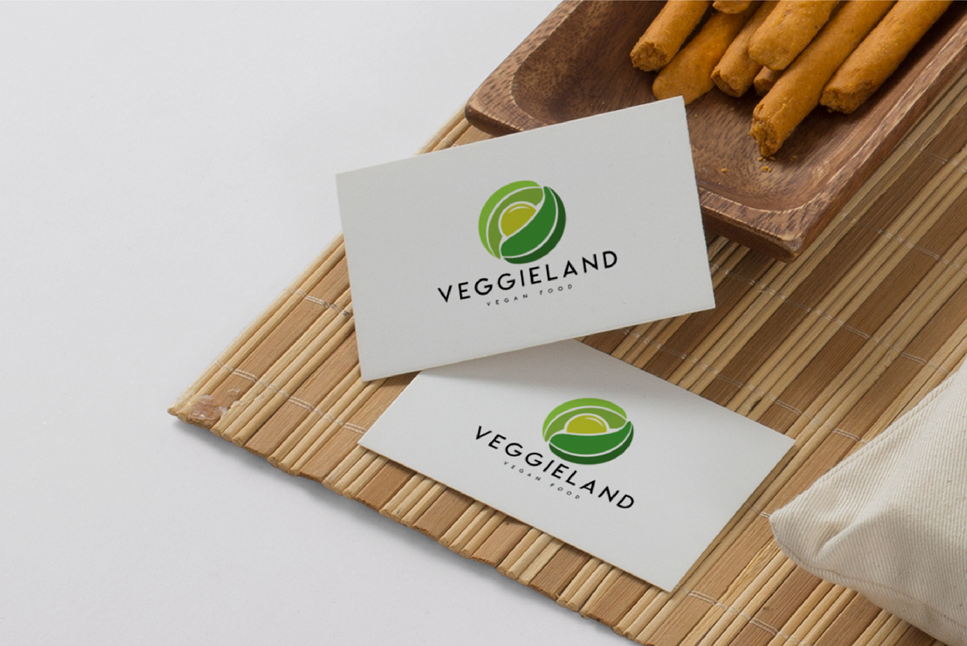 vegan Veggie logo imagotipo design Mockup