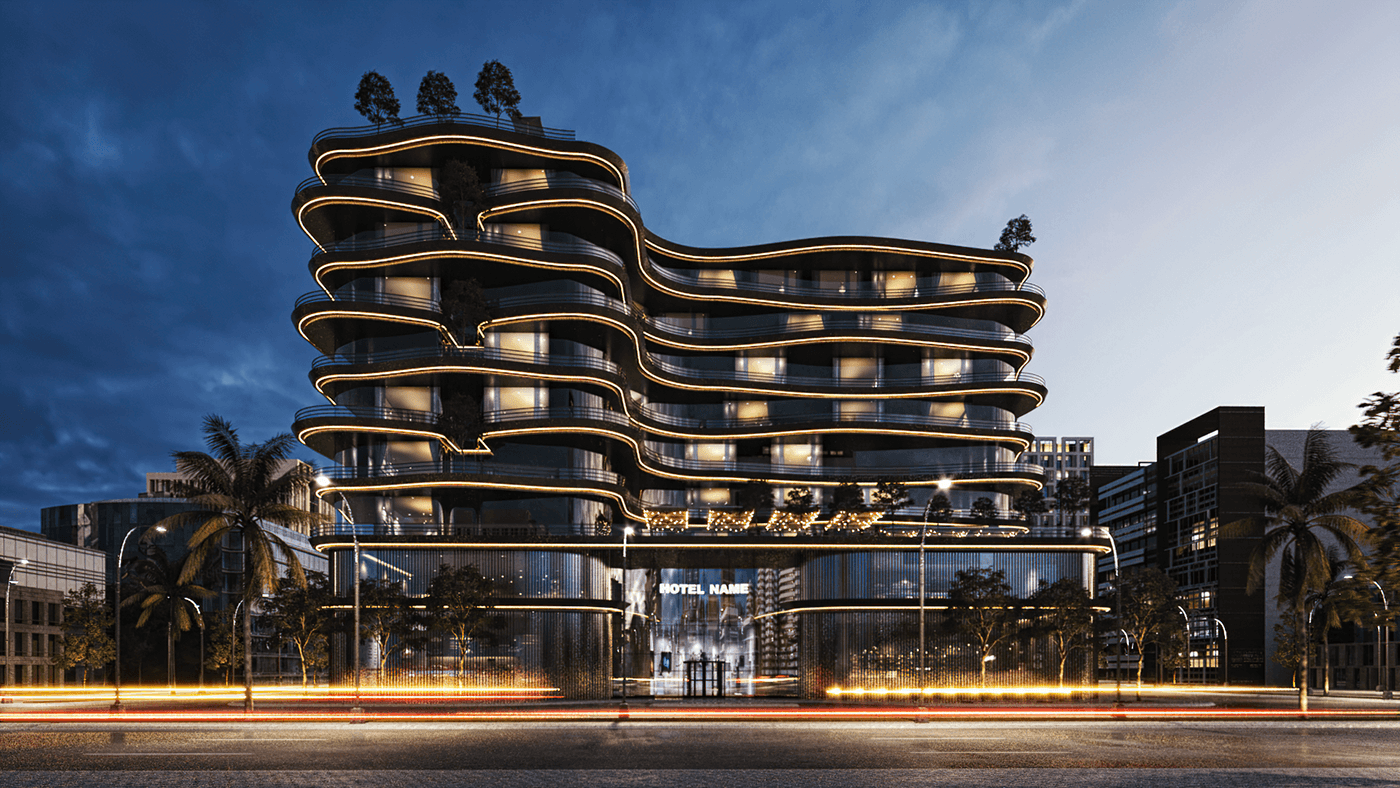 3D 3ds max architecture Render visualization modern archviz CGI vray hotel