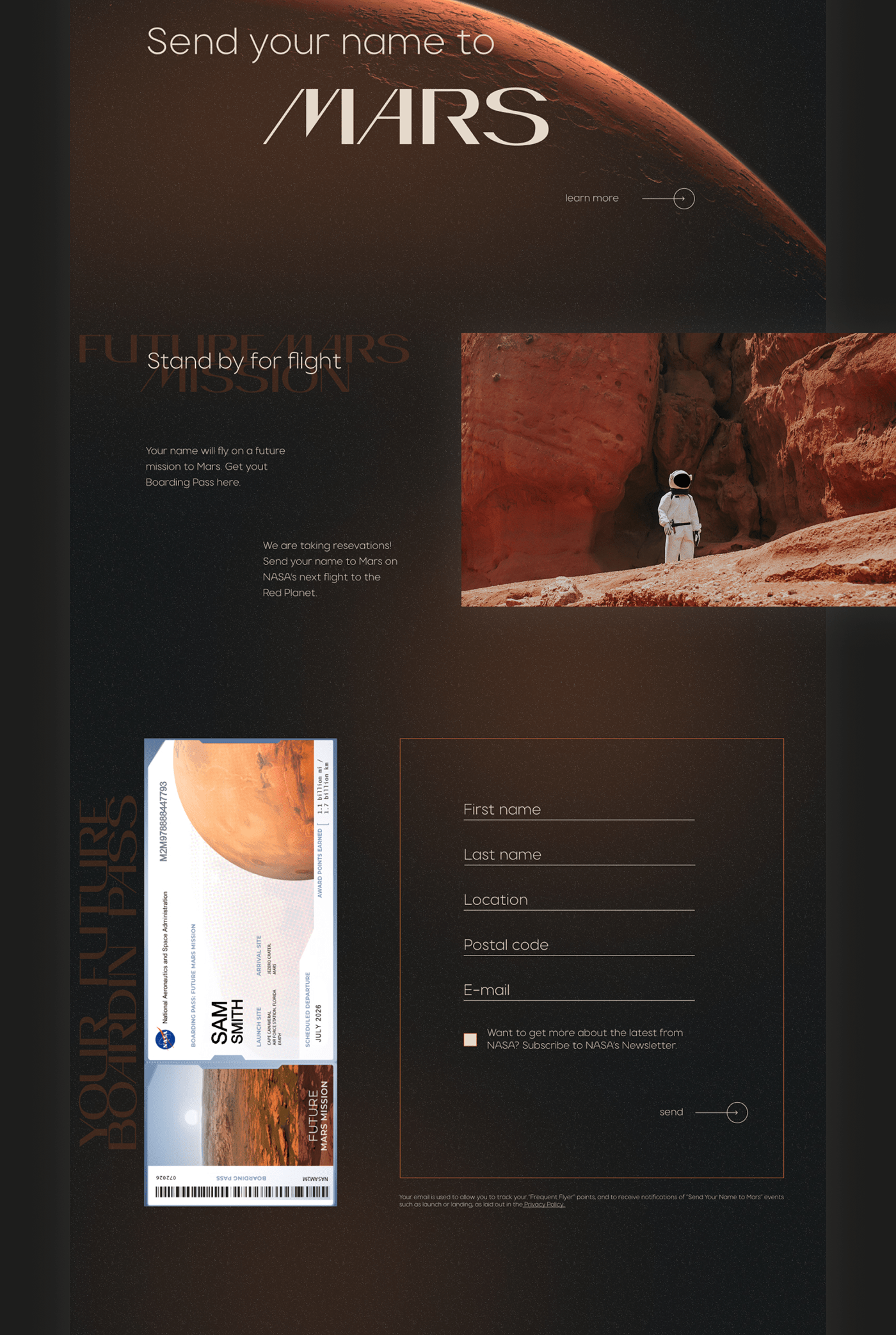 future mars nasa redesign Space  spacex UI ux Webdesign Website