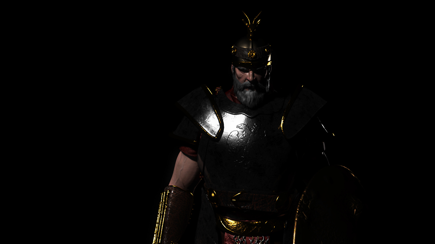 3D Maya Character design warrior Sword shield Armor knight Gladiator