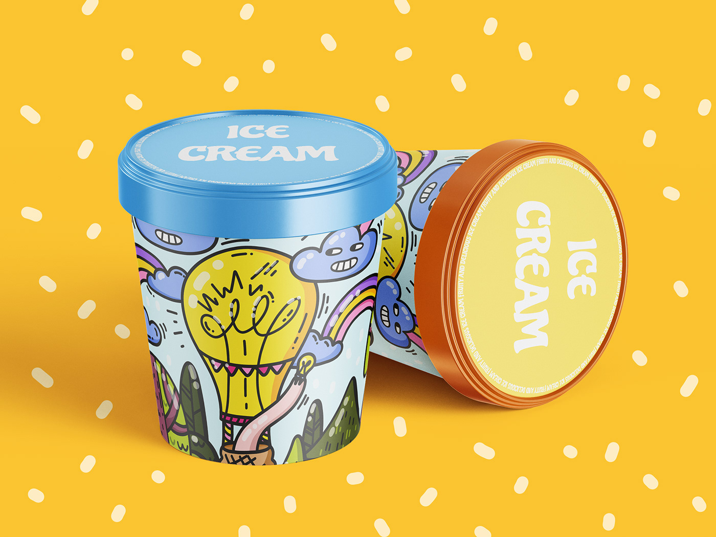 branding  Digital Art  digital illustration doodle ice cream ILLUSTRATION  Illustrator Packaging painting   vector