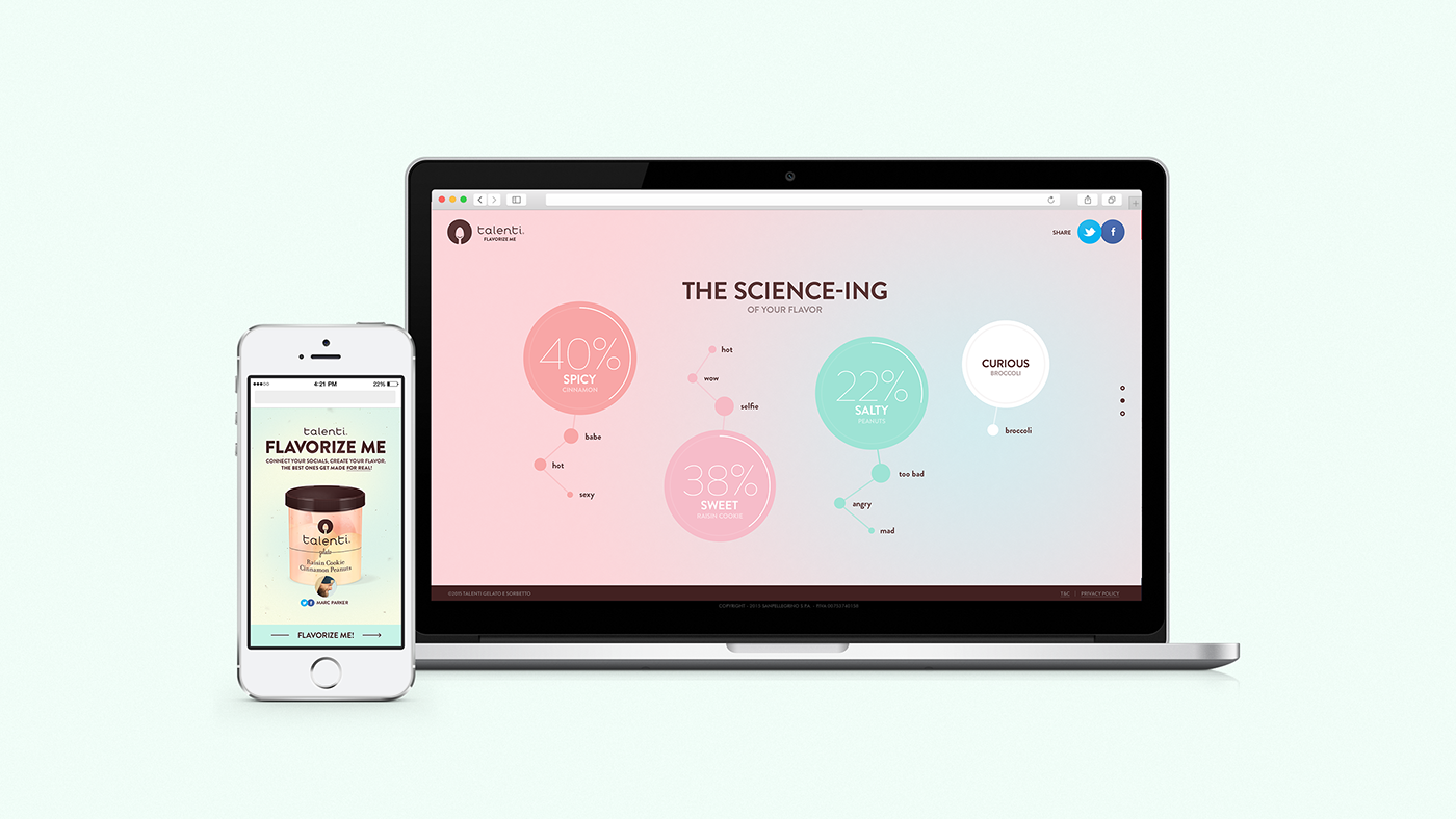Website design visualization social Cross-Platform html5 art direction  ice cream