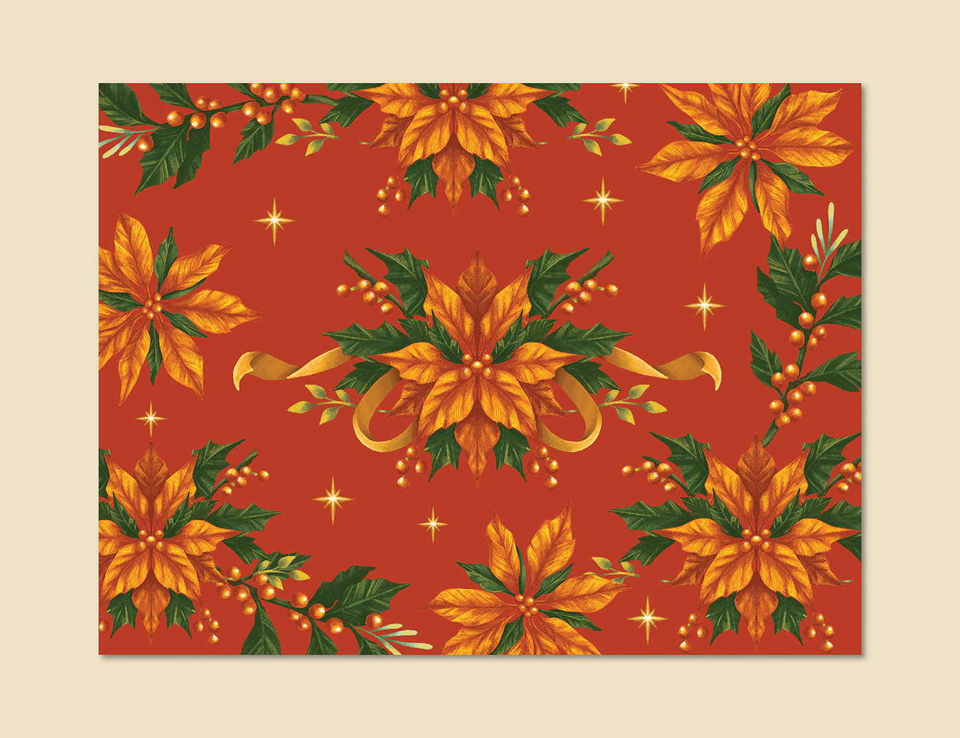 ILLUSTRATION  Christmas greeting cards Holiday cards floral design Procreate print festive