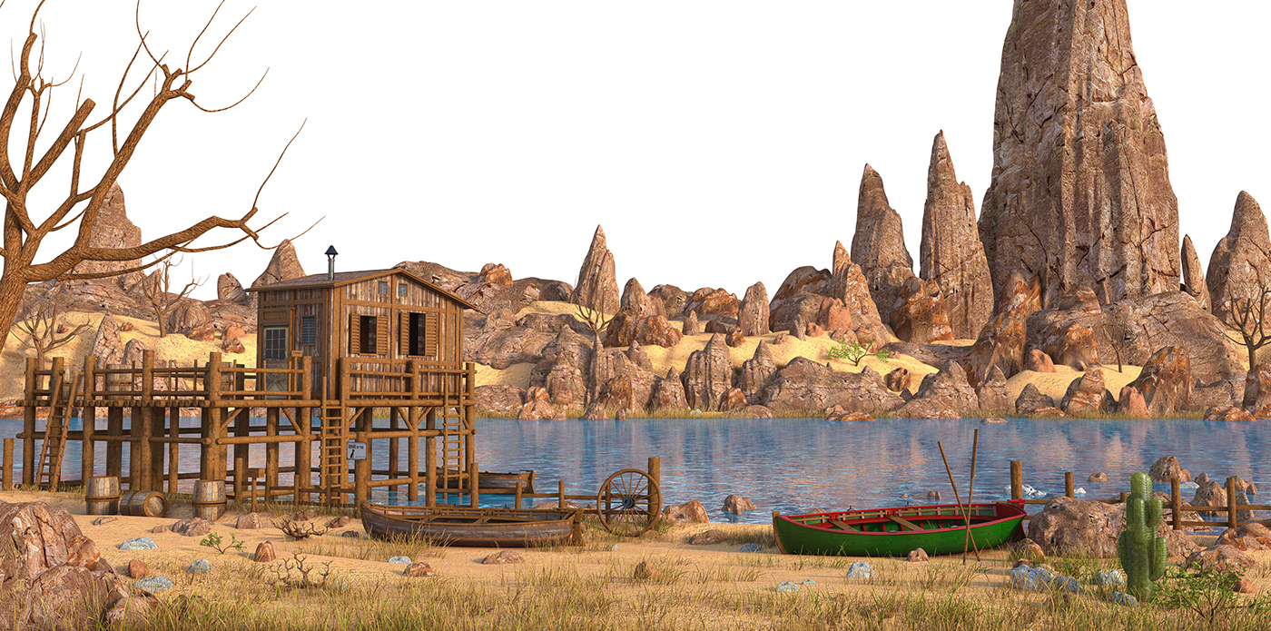 fantasy western Mons MARC MONS 3D Maya cartoon environment Landscape desert