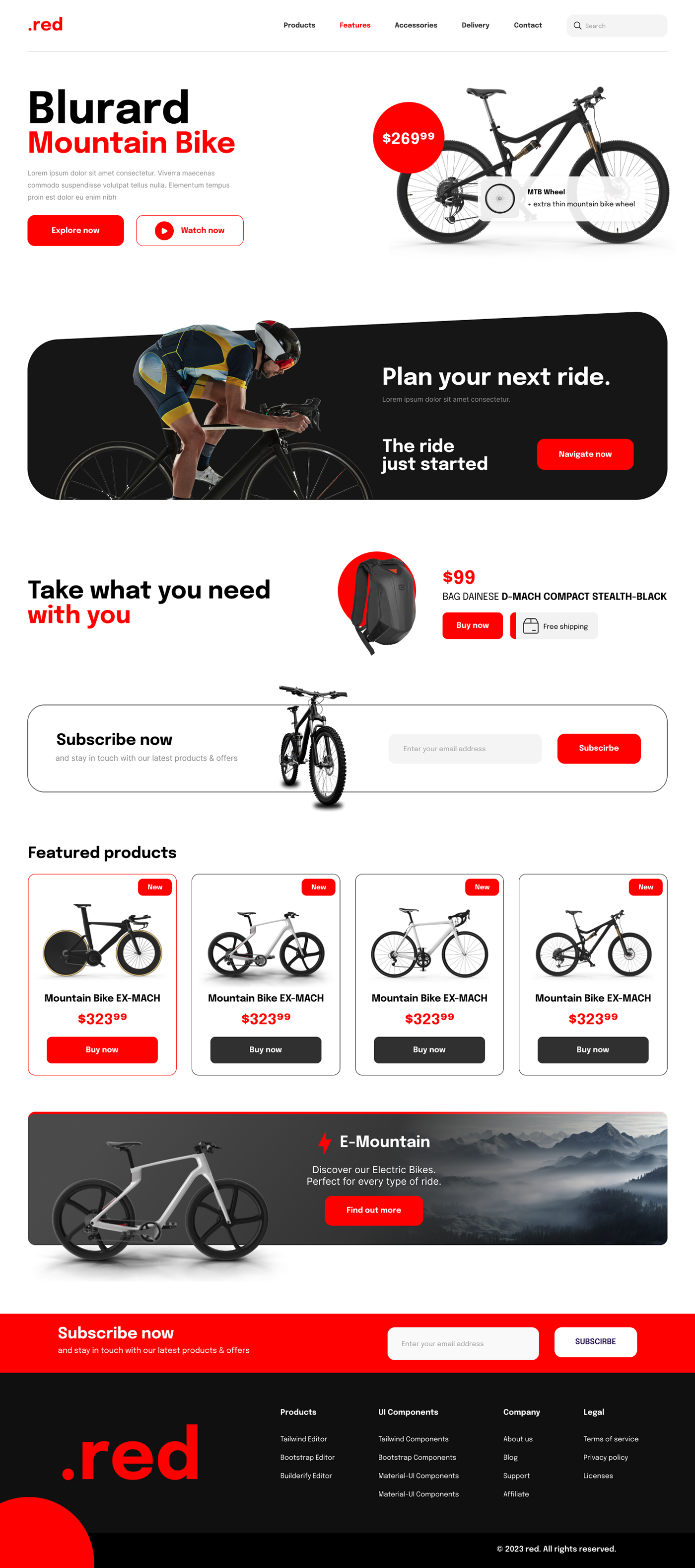 flat modern bikes electric Web Design  Website ui design dark template red