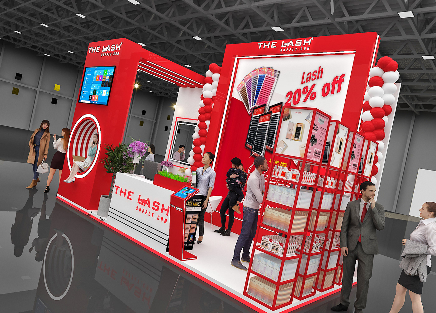 Beauty Products products stand Stall Design activation BTL Advertising cosmetics visual identity Exhibition Design  3d visluaization beauty stands