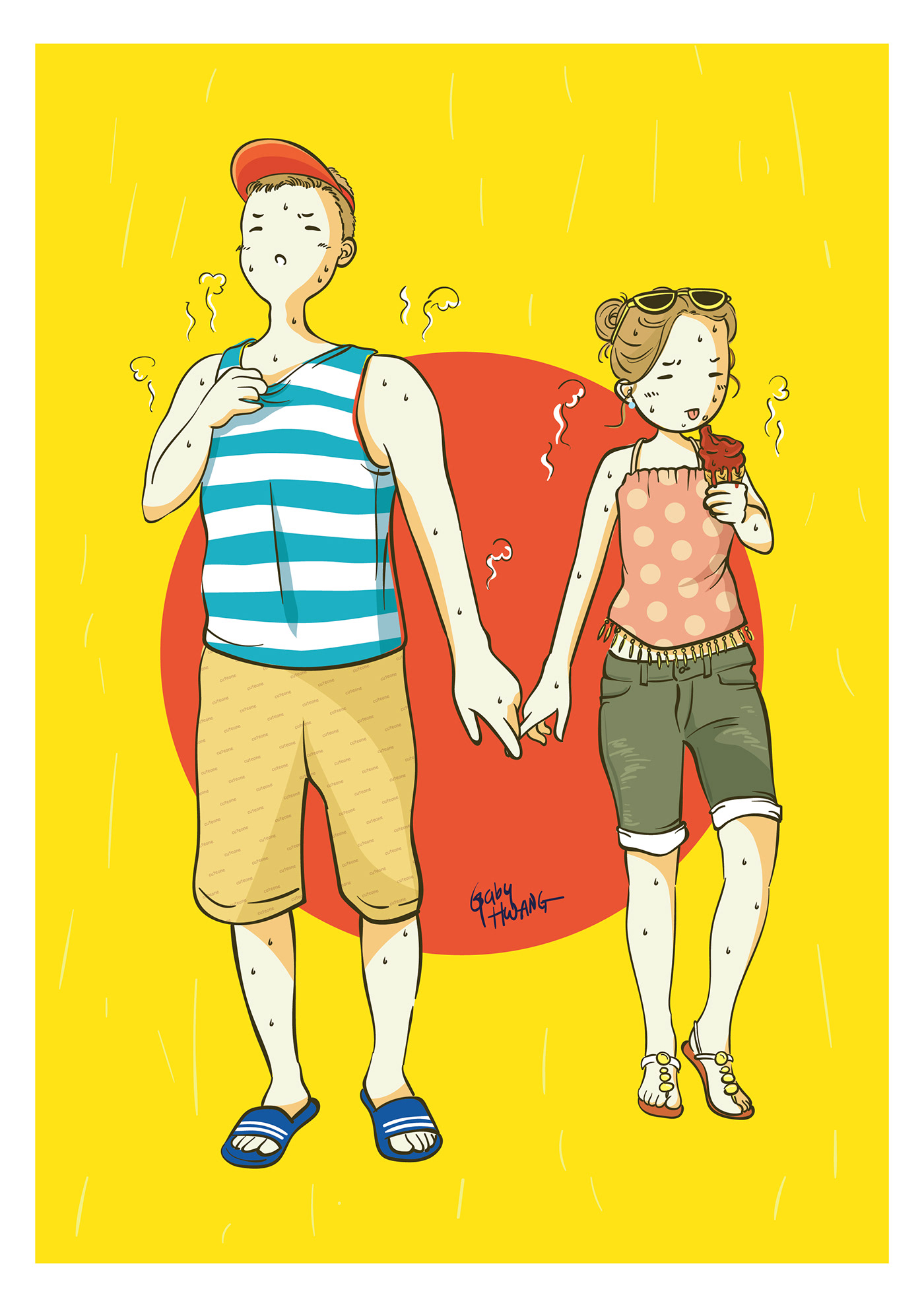 summer weat ILLUSTRATION  story couple lovely continue graphic design  characters