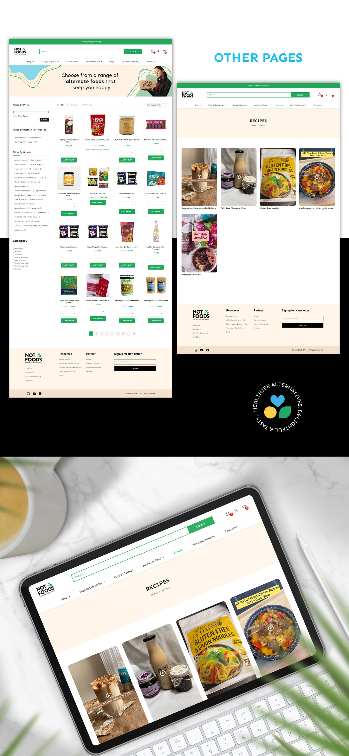 elementor Figma landing page Not Foods ui design UI/UX user interface Web Design  web development  wordpress