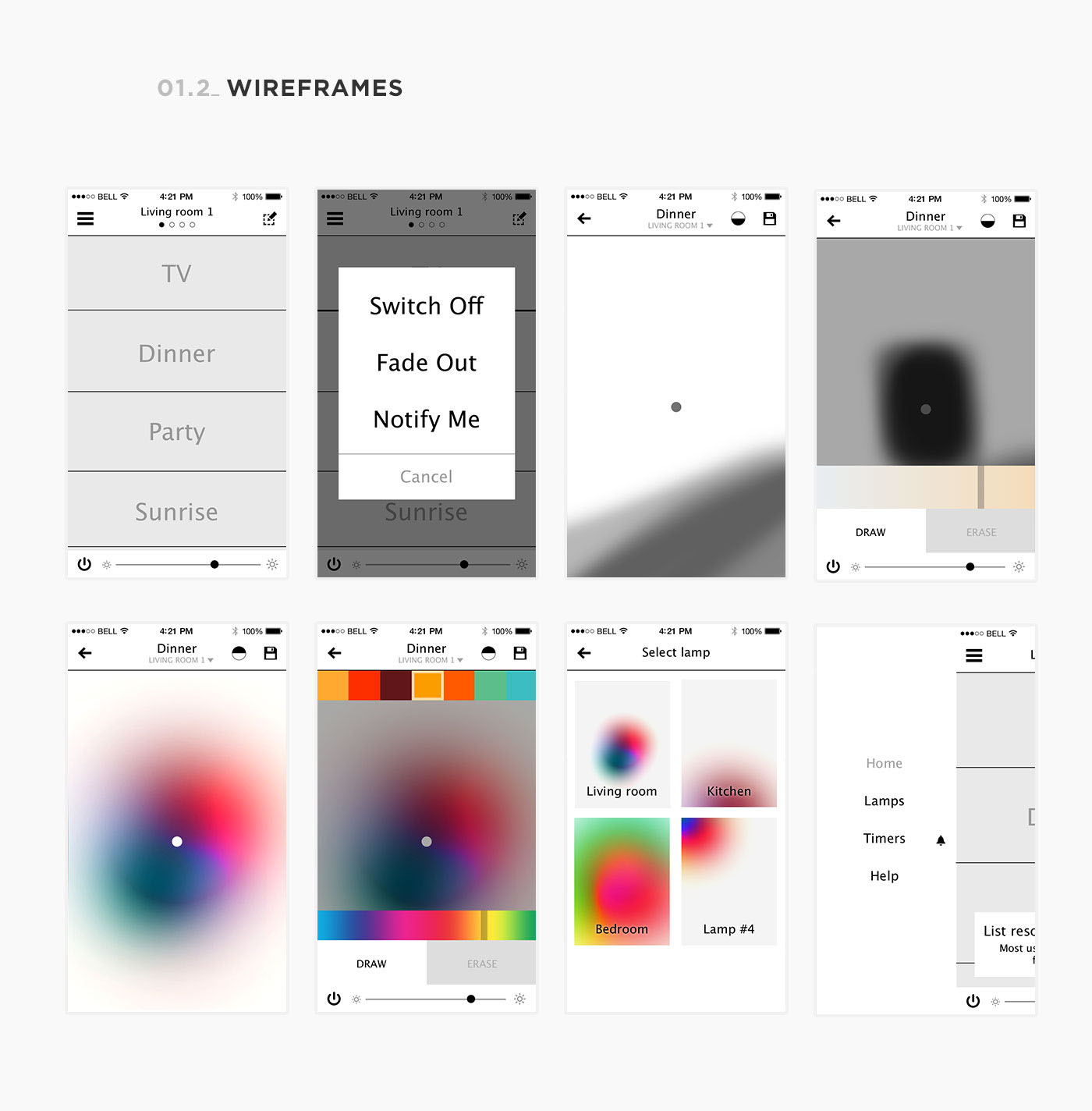 iOS App Interaction design  UI ux digital product visual design product design  light painting   gestures