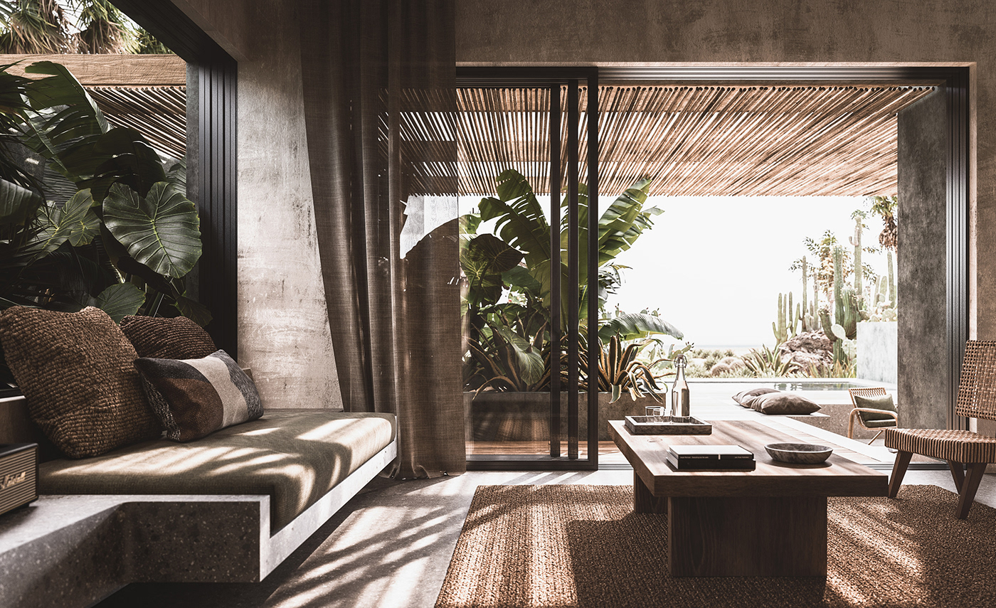 hotel architecture design visualization archviz interior design  summer vegetation landscaping resort