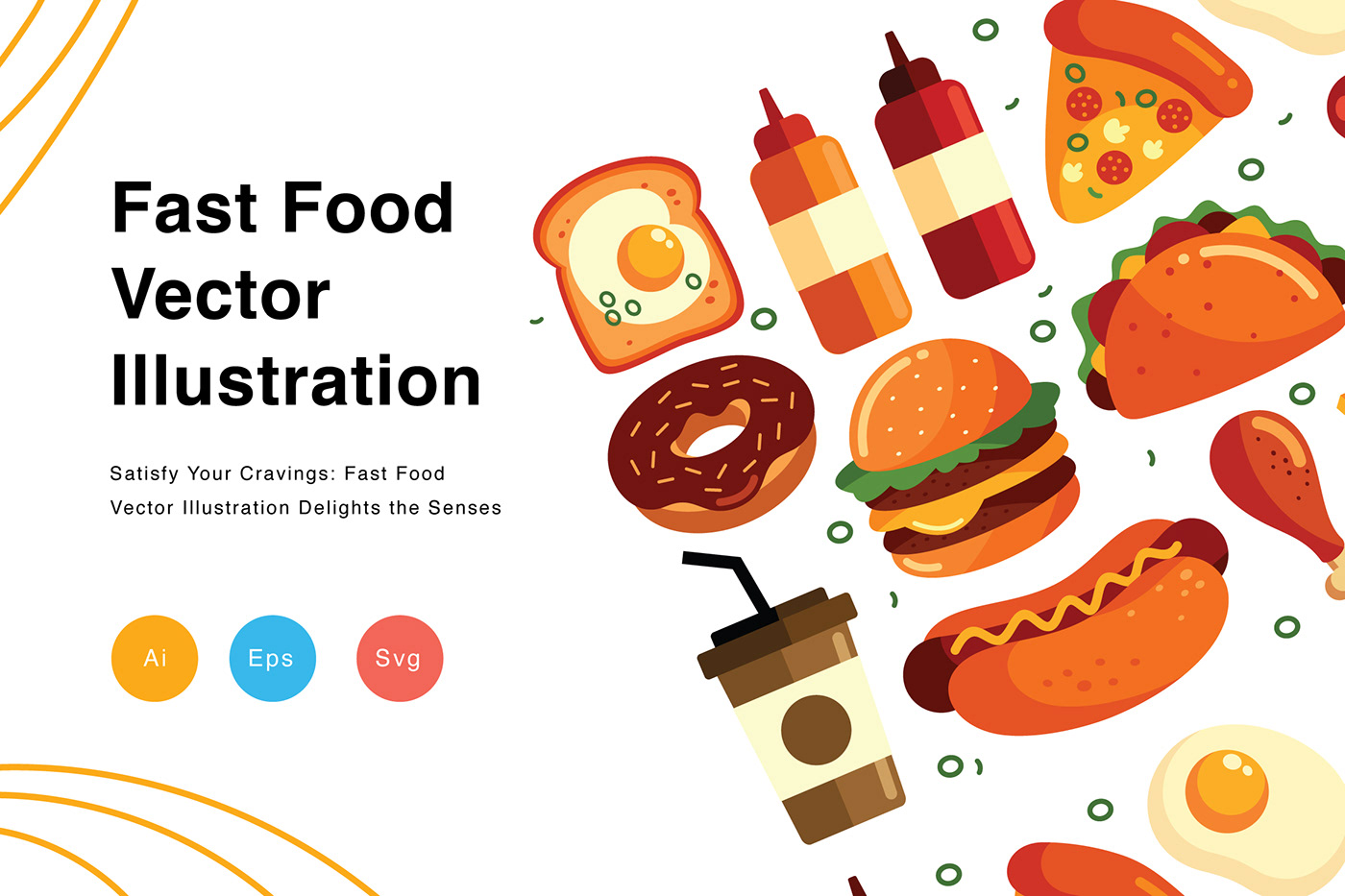 Food  vector ILLUSTRATION  Burgers Fries hotdogs Tacos Culinary menu Promotional
