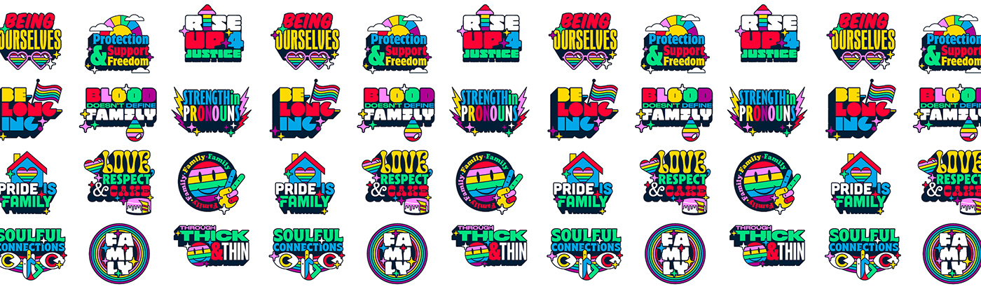 family gifs illustrated portraits LGBTQ+ pride sticker pack