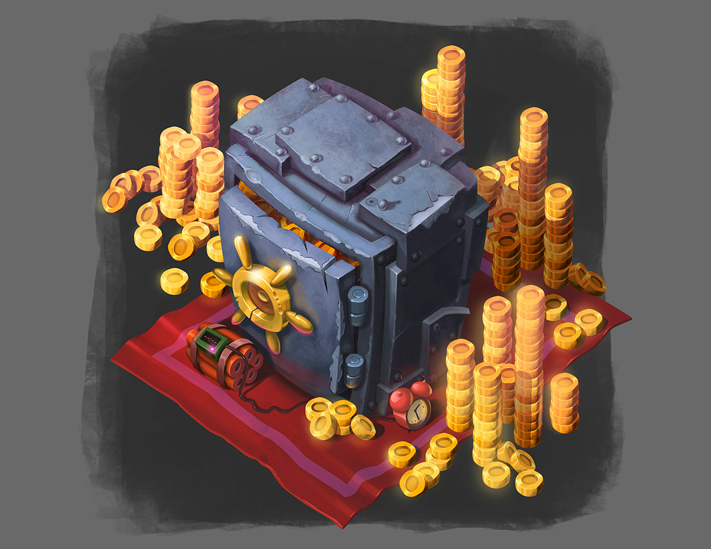 gold safe Bank chest coin money game dynamite rich Theft