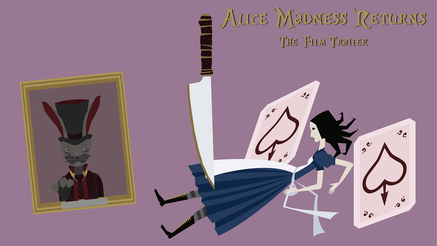 alice in worderlands flat design ILLUSTRATION  motion graphics  Tim Burton trailer Videogames