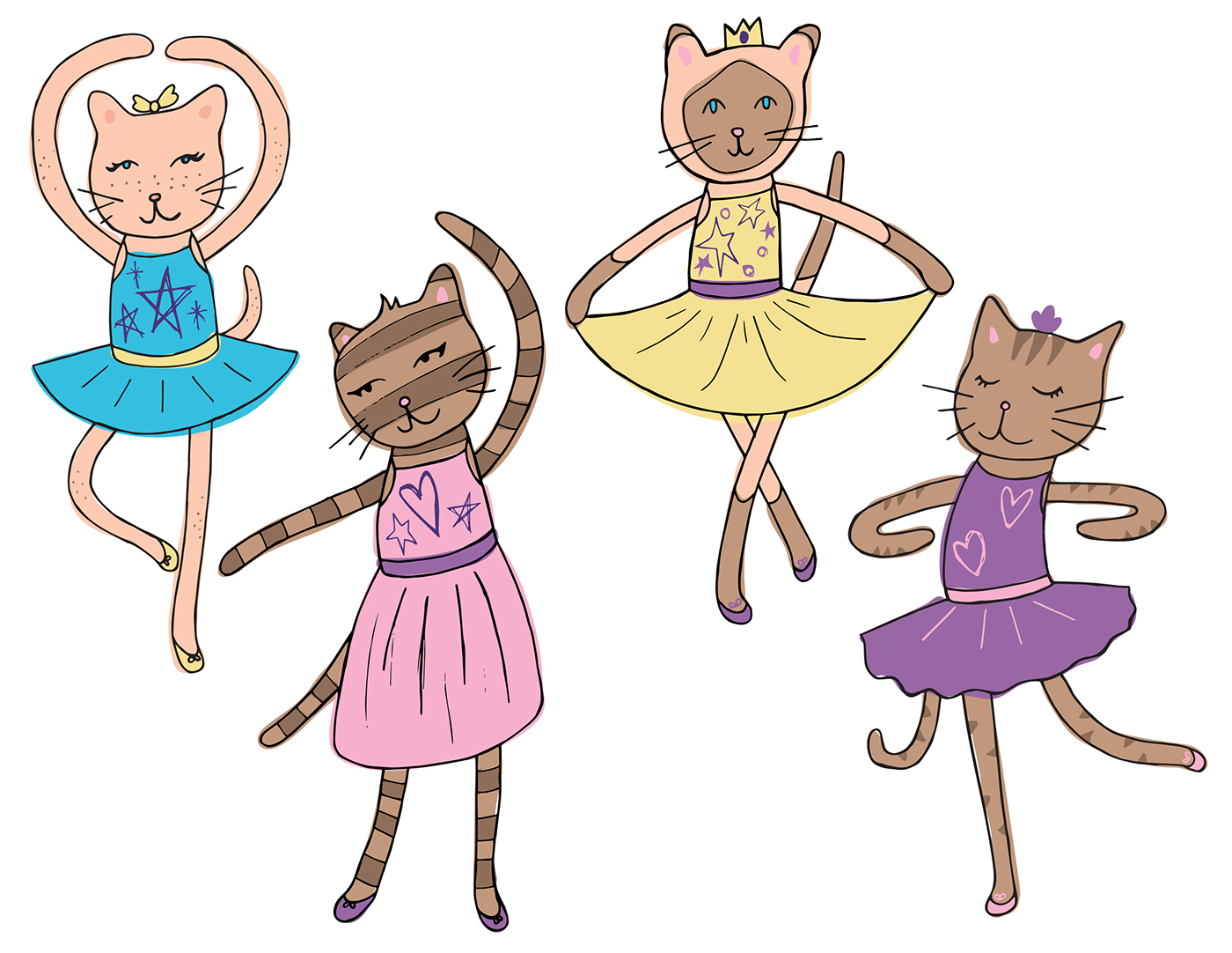 Illustrator cats Childrenswear surfacedesign
