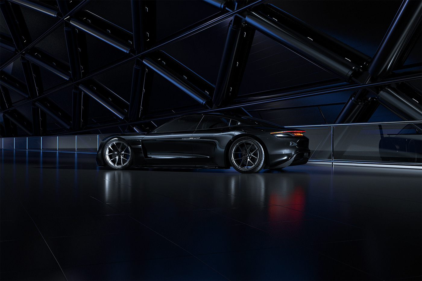 CGI design lighting luxury photo Porsche Render retouching  showroom