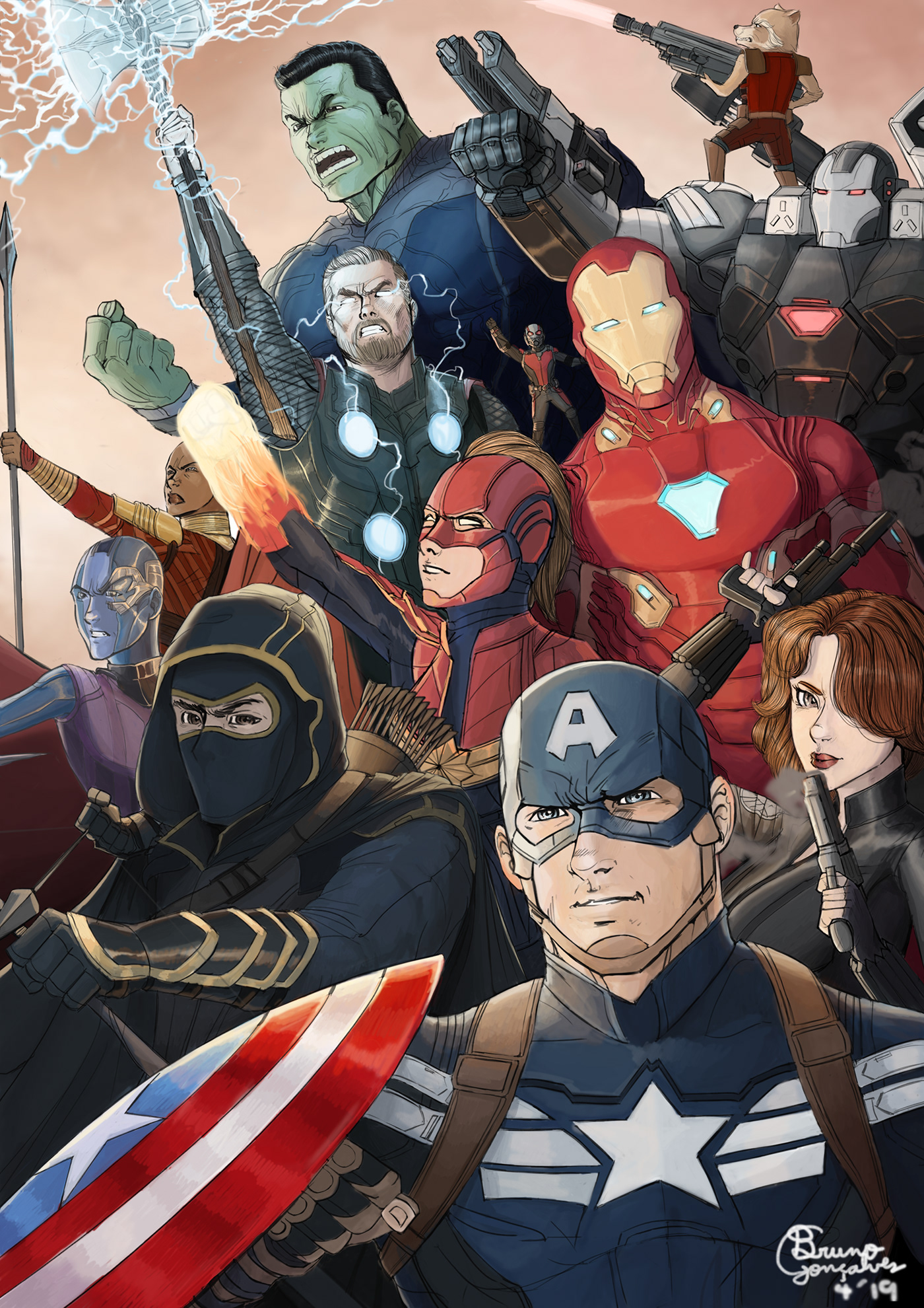 art Avengers captainamerica captainmarvel comics endgame Hulk ironman marvel painting  
