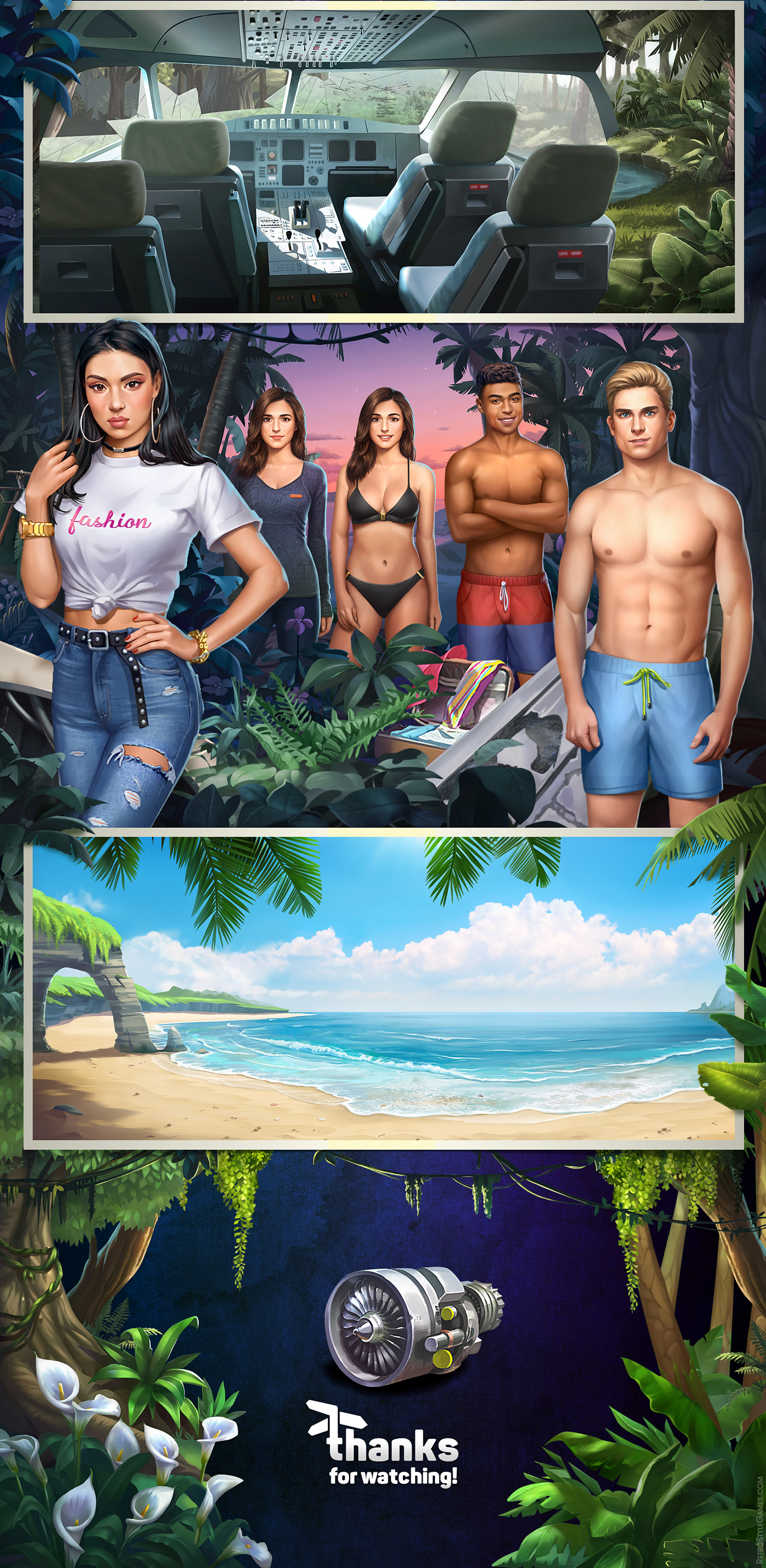 adventure backgrounds Chapters characters choices escape girls illustrations moments romance