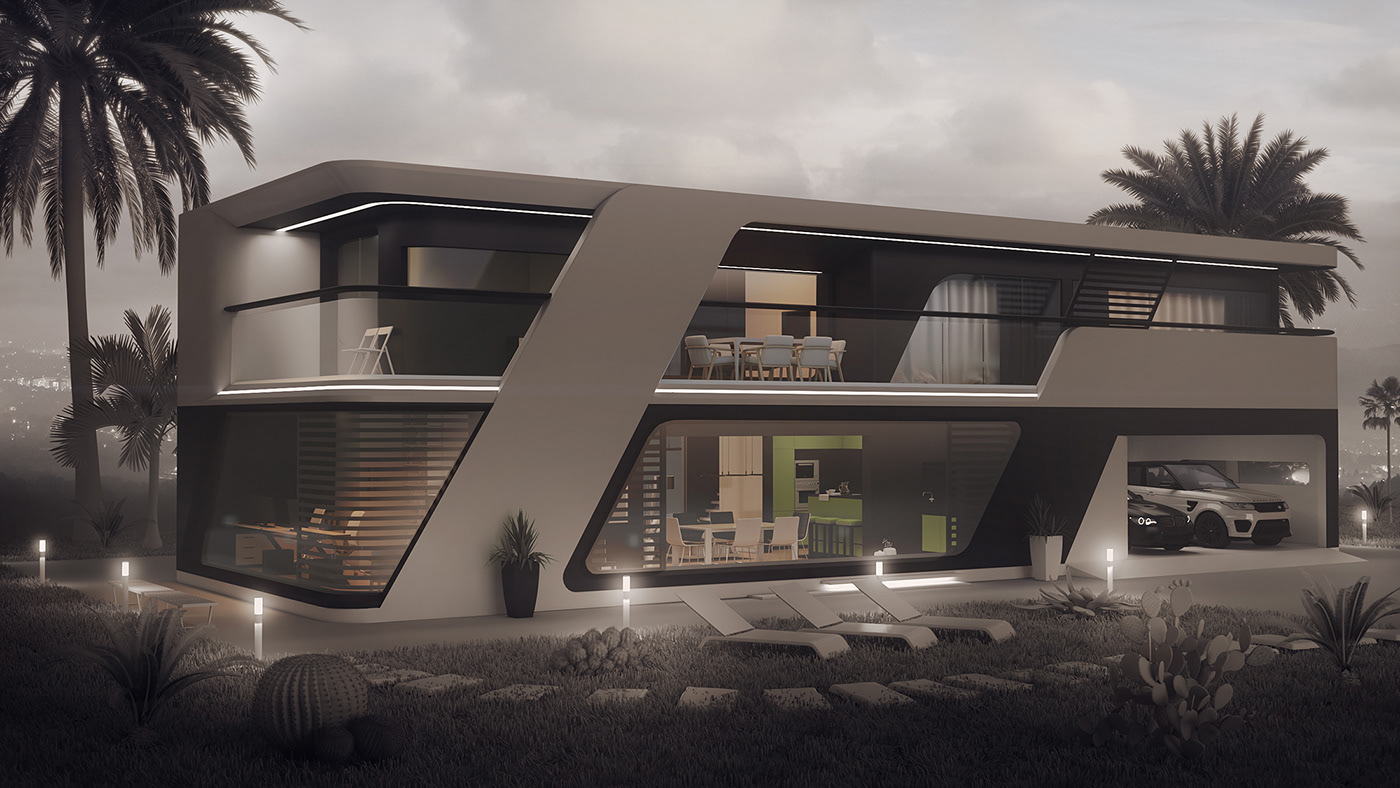 architecture building concept design environment hologram home house modern sci-fi
