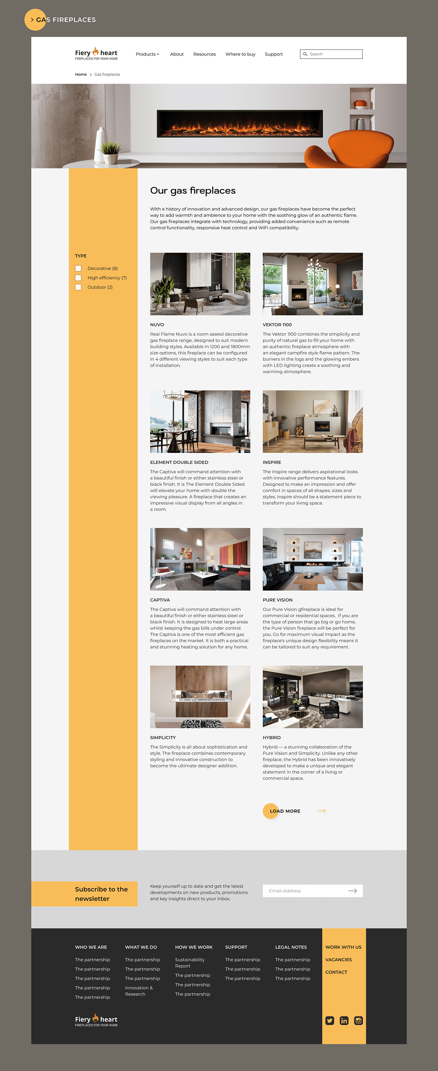 corporate website fireplace home Interior Logo Design manufacturing company ux/ui Web Design  Website Concept
