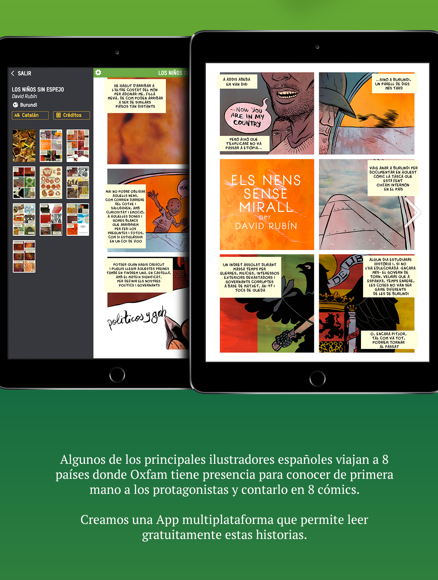 Oxfam intermon app comic ios html5 android