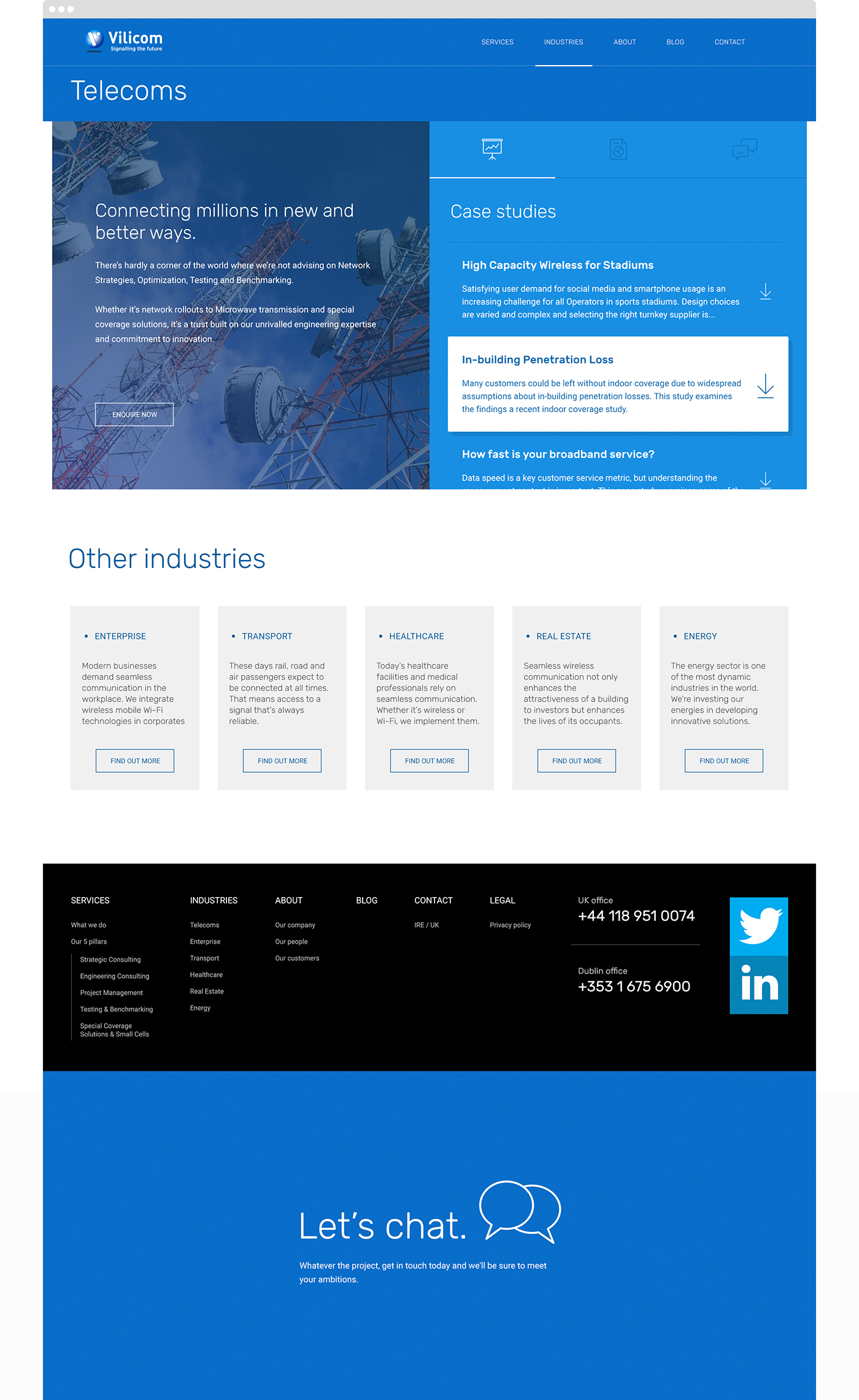 Website Responsive Technology vilicom blue homepage Industries