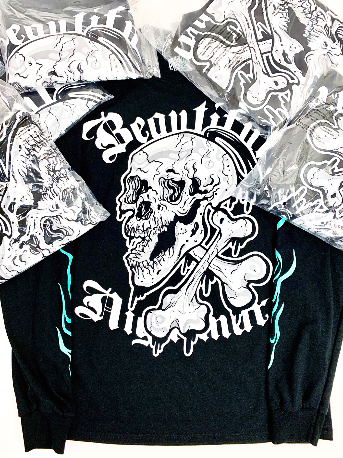 ILLUSTRATION  fashion design product design  shirt jacket illustrator draw apparel nightmaremikey skull skull and bones