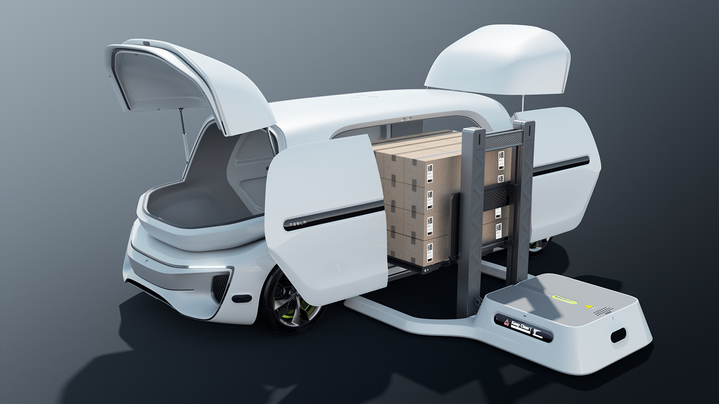 tesla POD modular design Autonomous electric Vehicle car thesis Master