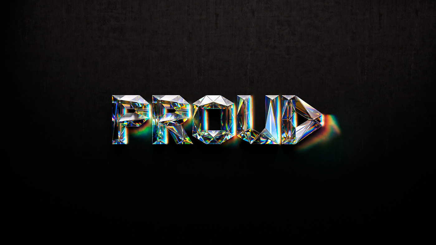 typography   3D gay LGBT light refraction proud united glass graphic design 