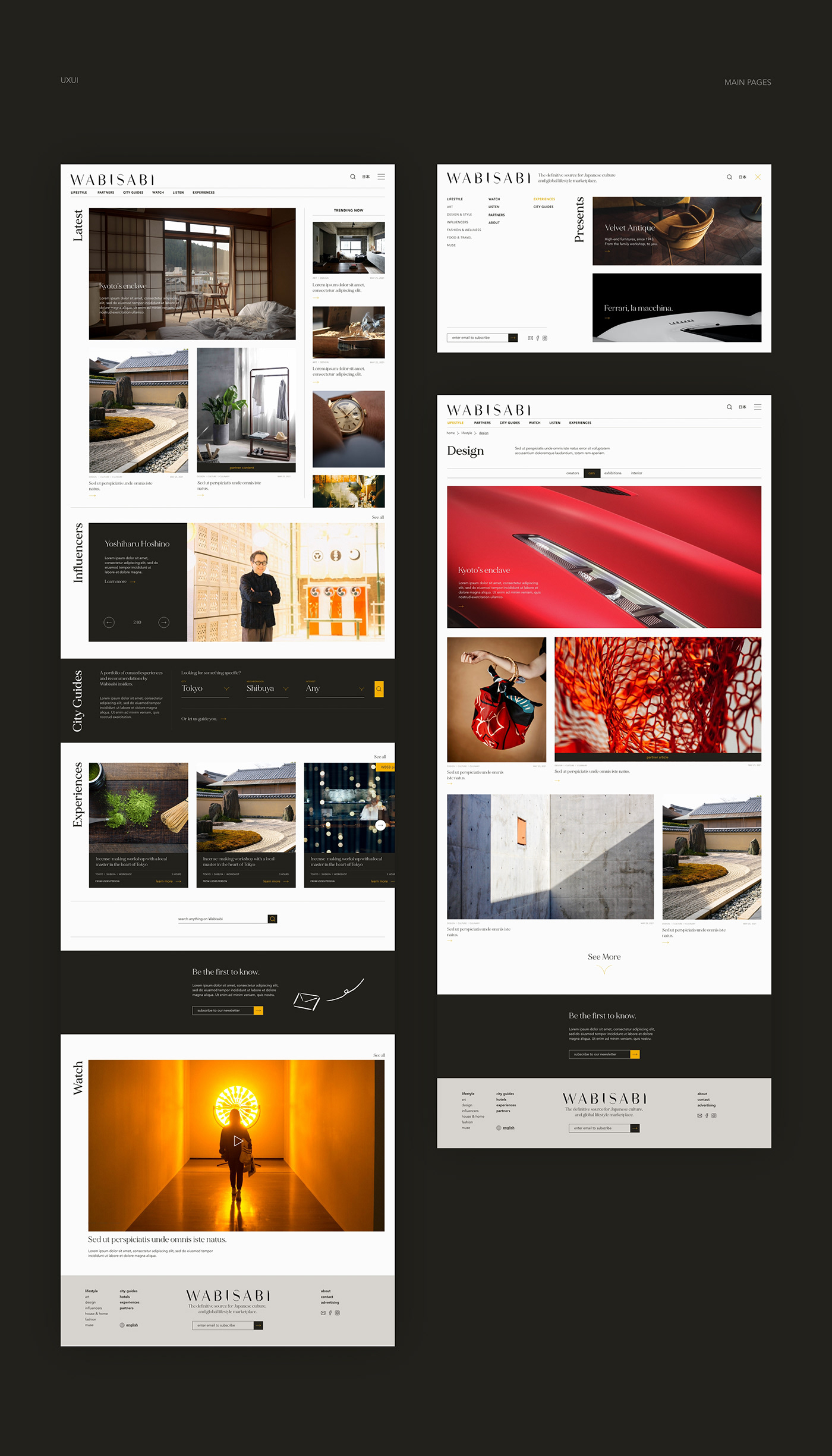 website design for elegant minimal Japanese website