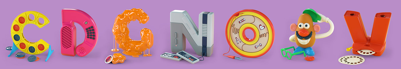 90s Toys Nostalgic 3D Letters by Noah Camp
