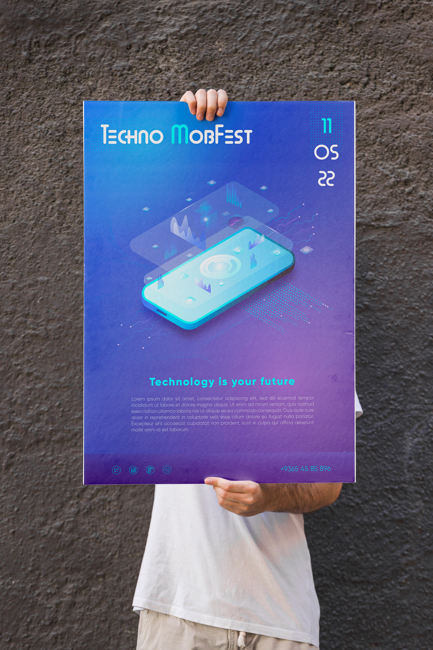 artwork banner Digital Art  festival flyer Isometric mobile phone poster Technology