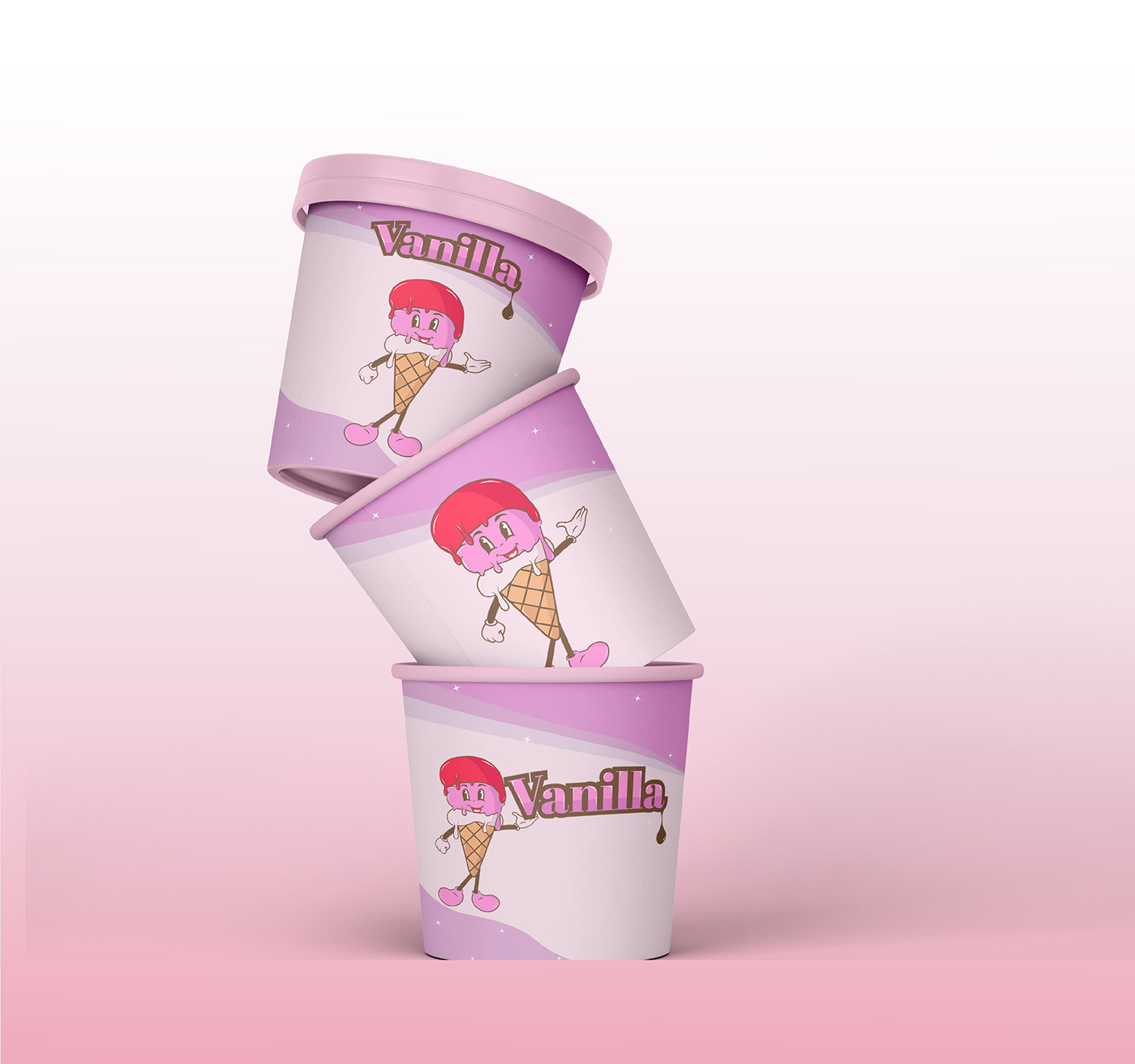 Ice Cream Packaging mascot logo Brand Design brand identity Stories design Retro Mascot ice cream 70s Logo Design