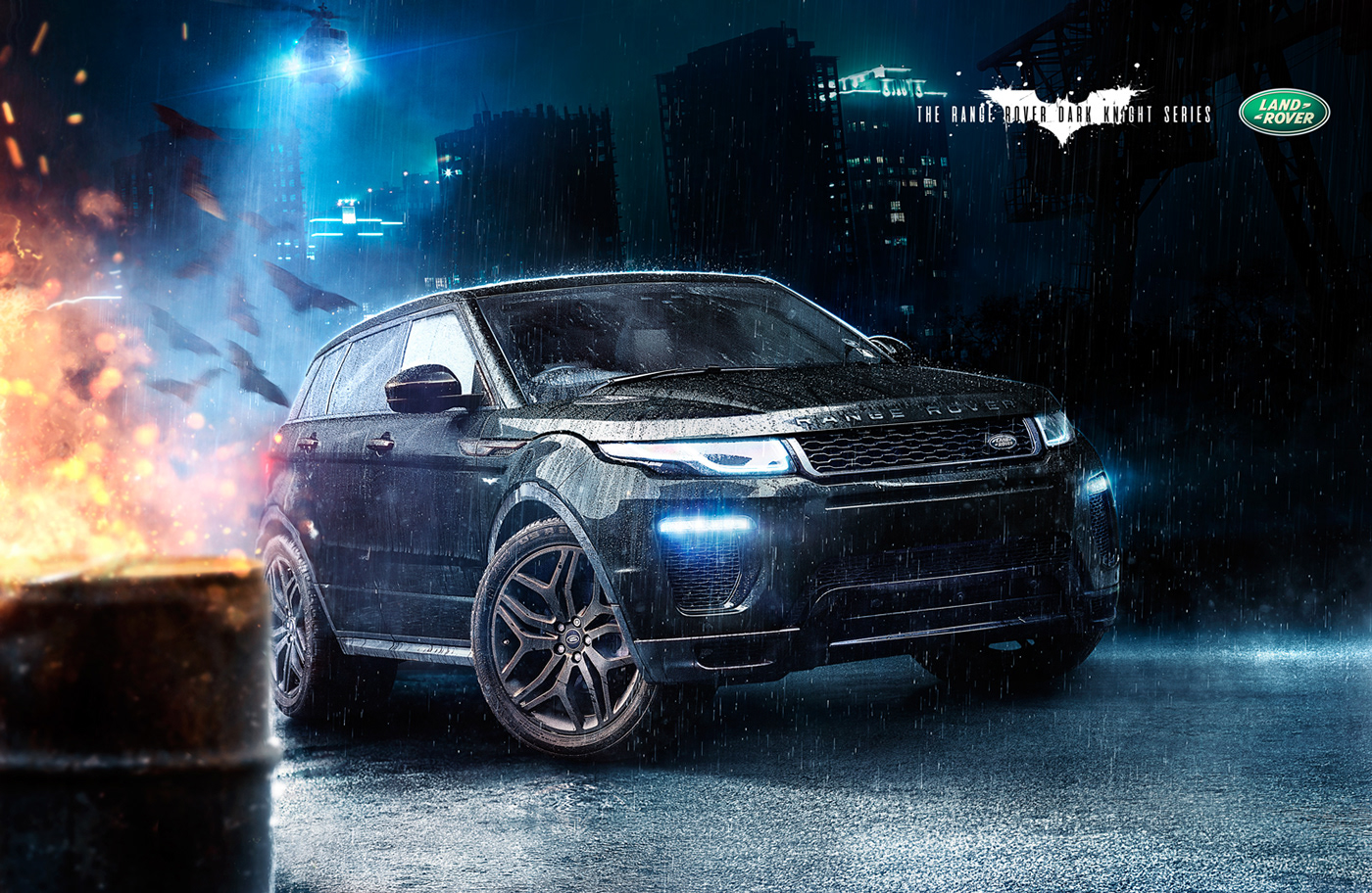 range rover batman dark knight manipulation arte direction car creative retouch matte paint Advertising  Image manipulation