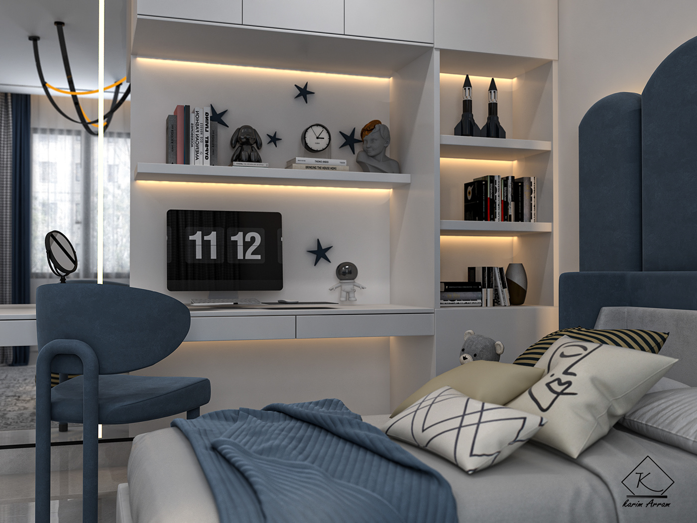 interior design  Interior modern bedroom kids architecture visualization 3D 3ds max vray