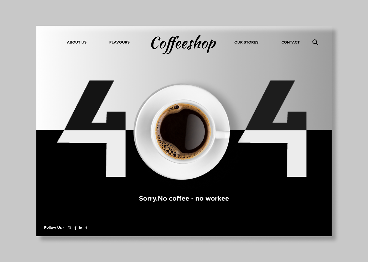 404 error page coffeeshop Figma Illustrator landing page photoshop