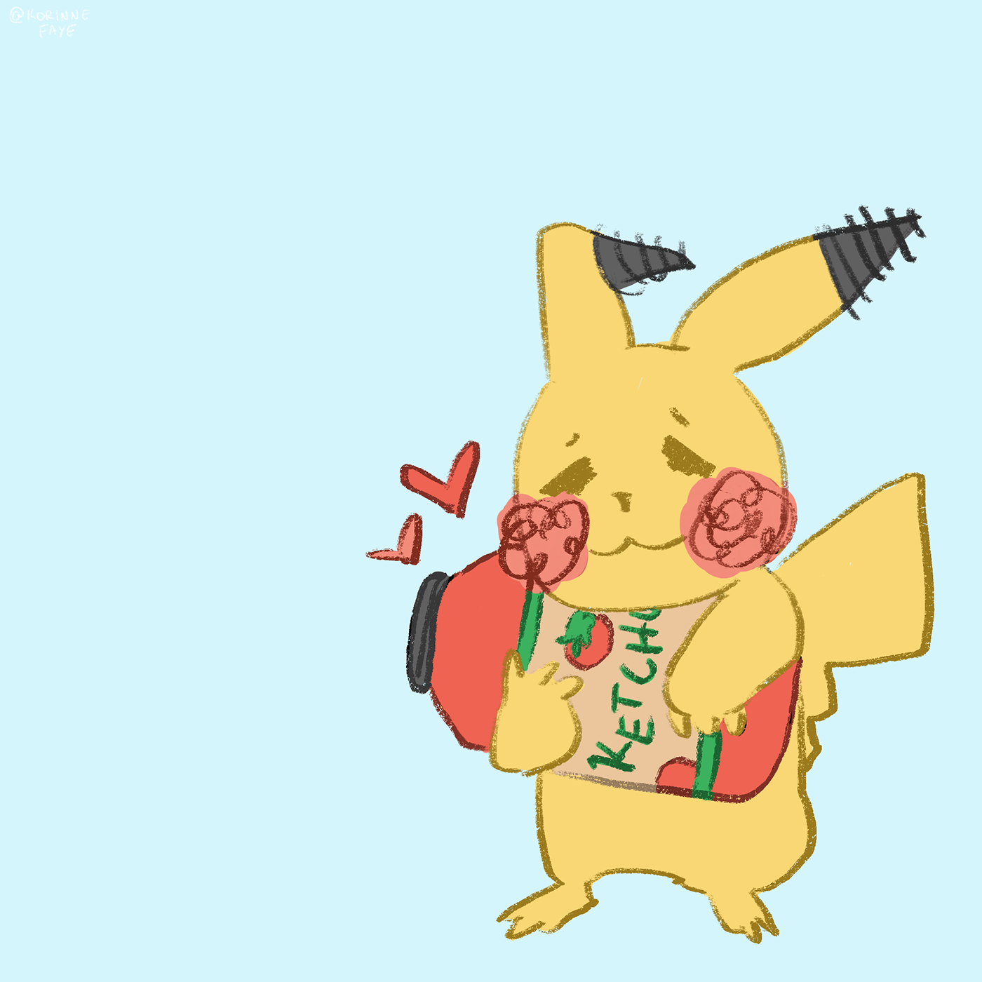 Pokemon pikachu ketchup fanart sketch